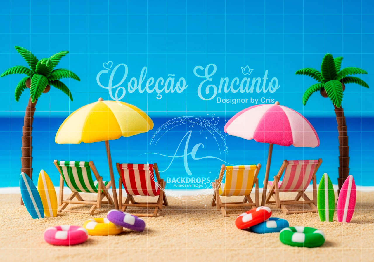 Fundo Fotográfico em Tecido - Verão  - Encanto 3D