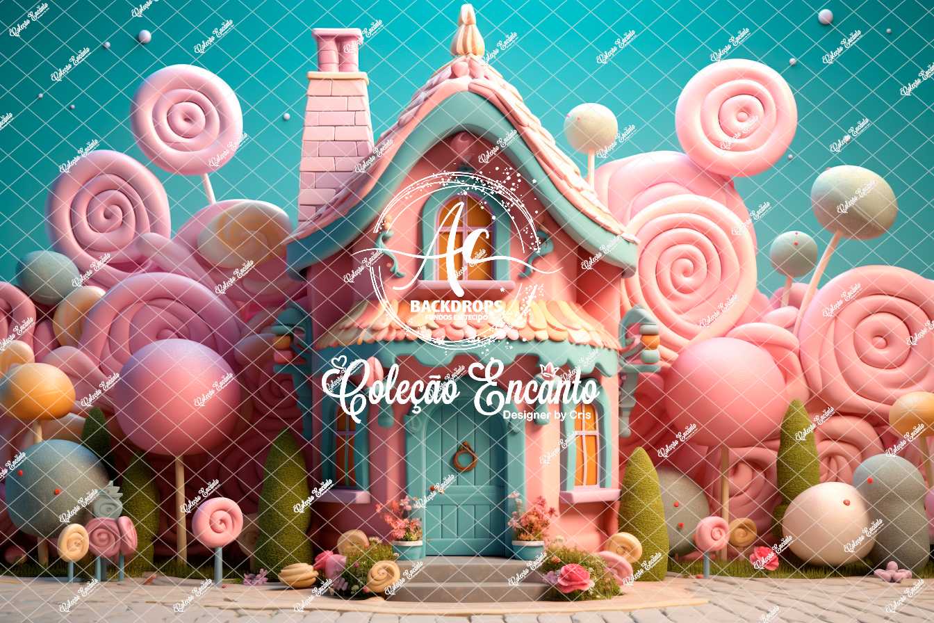Fundo Fotográfico em Tecido - Doce Confeitaria - Encanto 3D