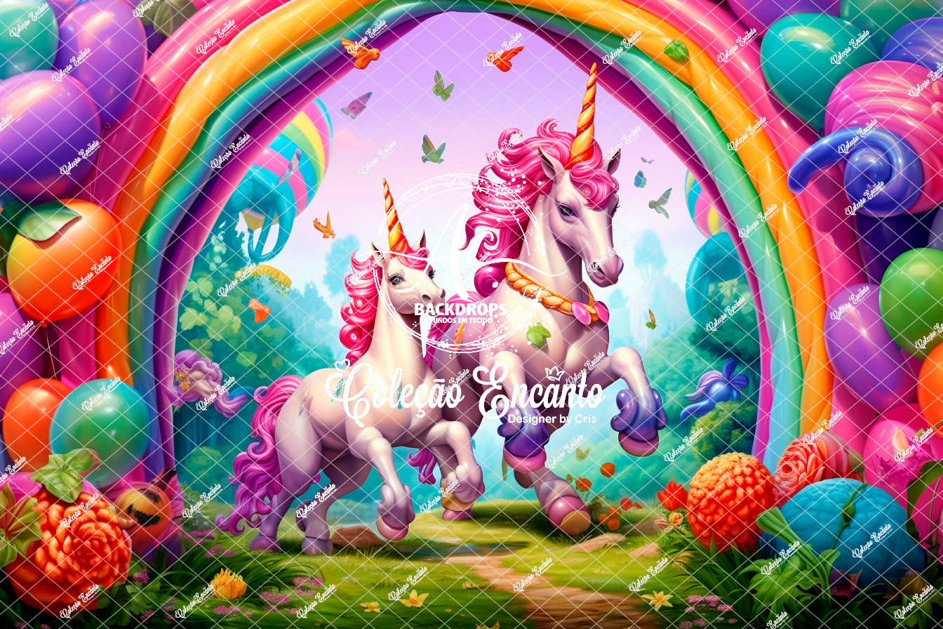 Fundo Fotográfico em Tecido - Unicórnio - Encanto 3D