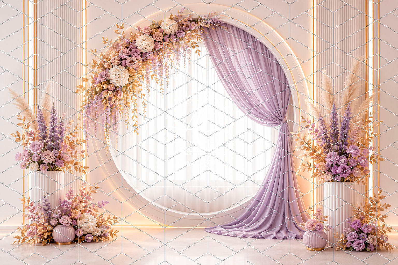 Fundo Fotográfico em Tecido - Gestante, Floral - Aline Castro 3D