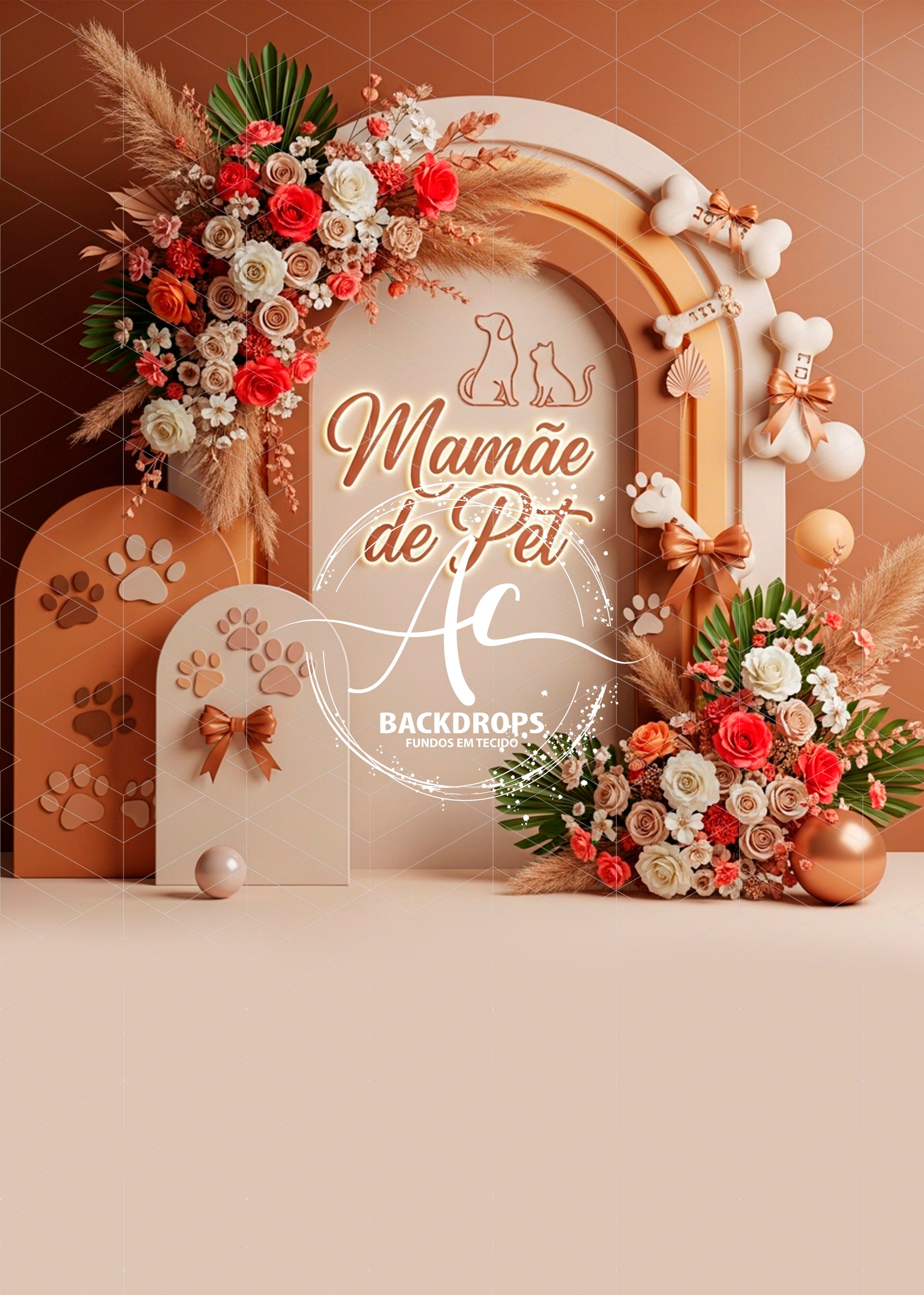 Fundo Fotográfico em Tecido - Dia das Mães, Mãe de Pet - Aline Castro