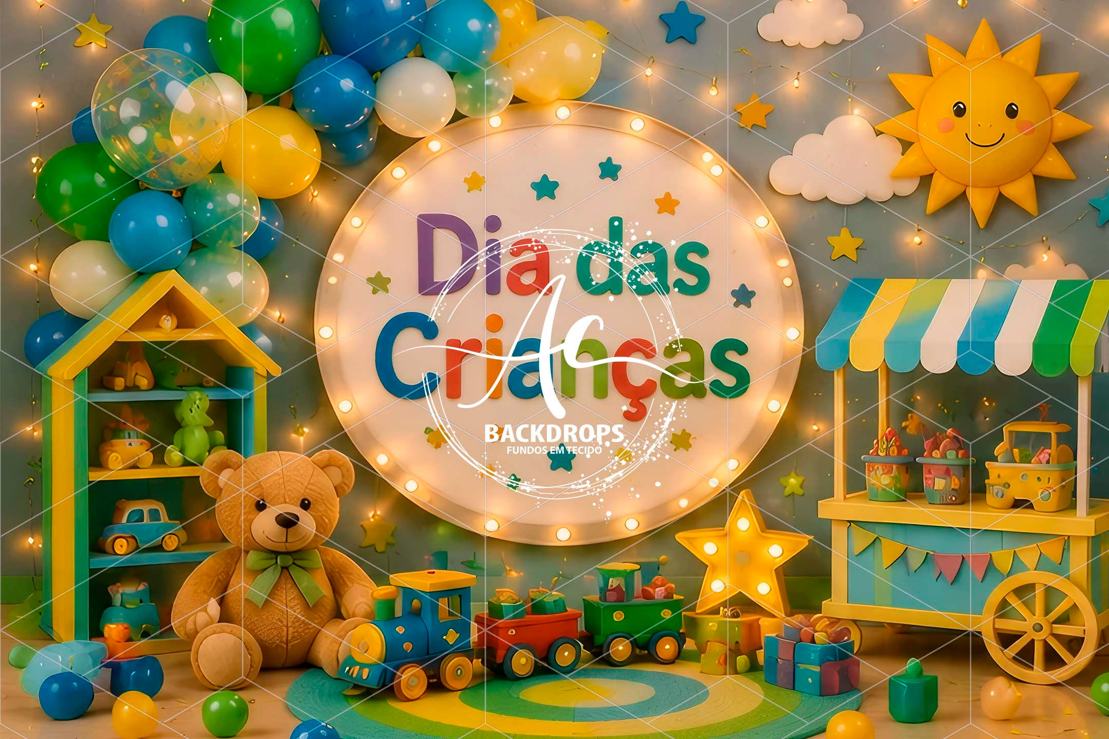 Fundo Fotográfico em Tecido - Dia das crianças - Aline Castro 3D