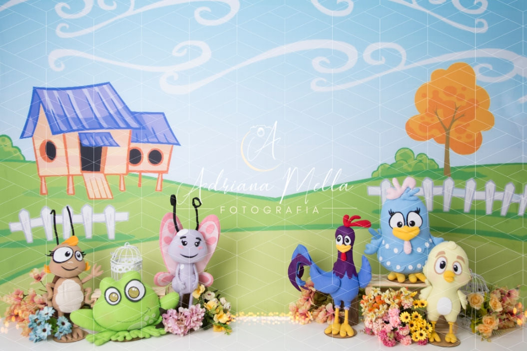 Fundo Fotográfico em Tecido - Galinha Pintadinha - Adriana Mella