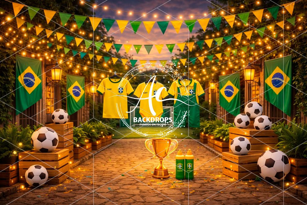 Fundo Fotográfico em Tecido - Copa do mundo, Brasil - Aline Castro 3D
