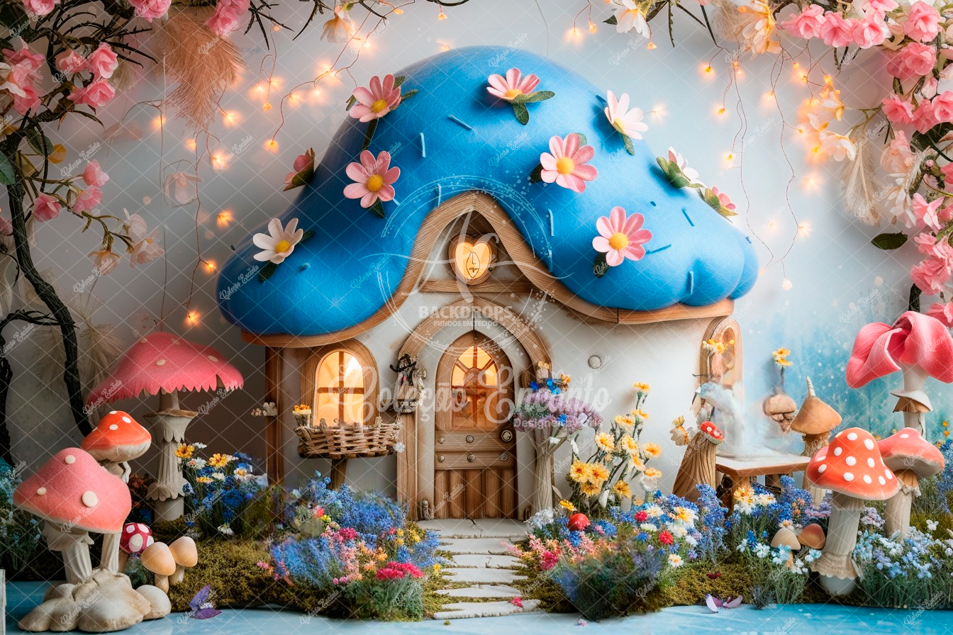 Fundo Fotográfico em Tecido -Smurfs - By Cris Encanto 3D