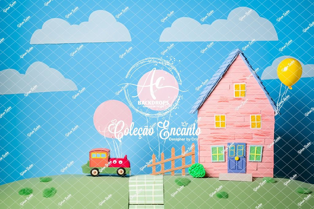 Fundo Fotográfico em Tecido -Pepa Pig - By Cris Encanto 3D