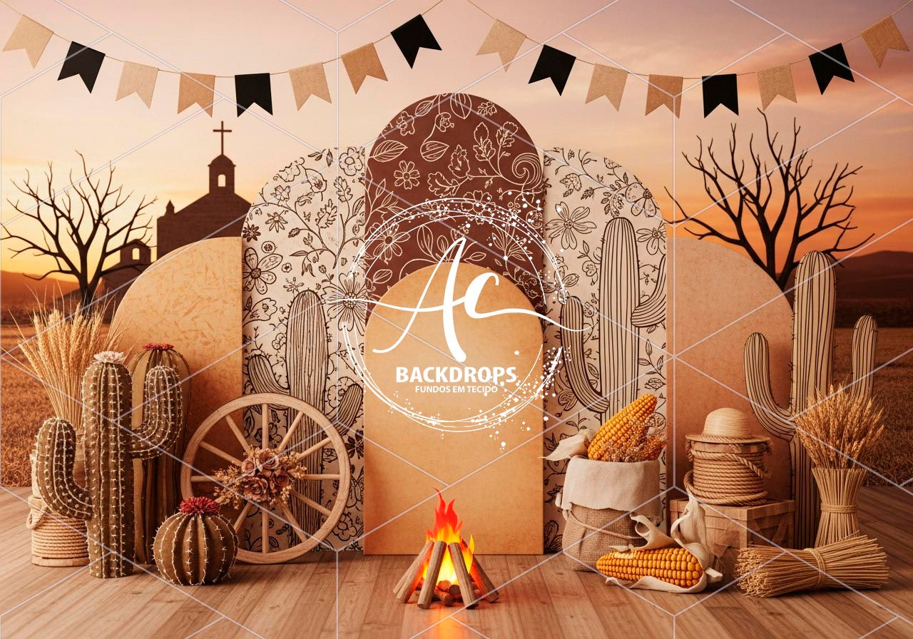 Fundo Fotográfico em Tecido - Festa Junina, 3D - Aline Castro