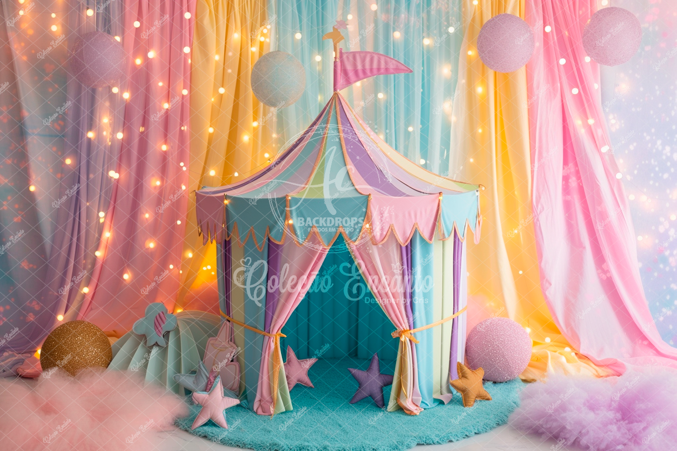 Fundo Fotográfico em Tecido - Circo Rosa- Coleção Encanto 3D