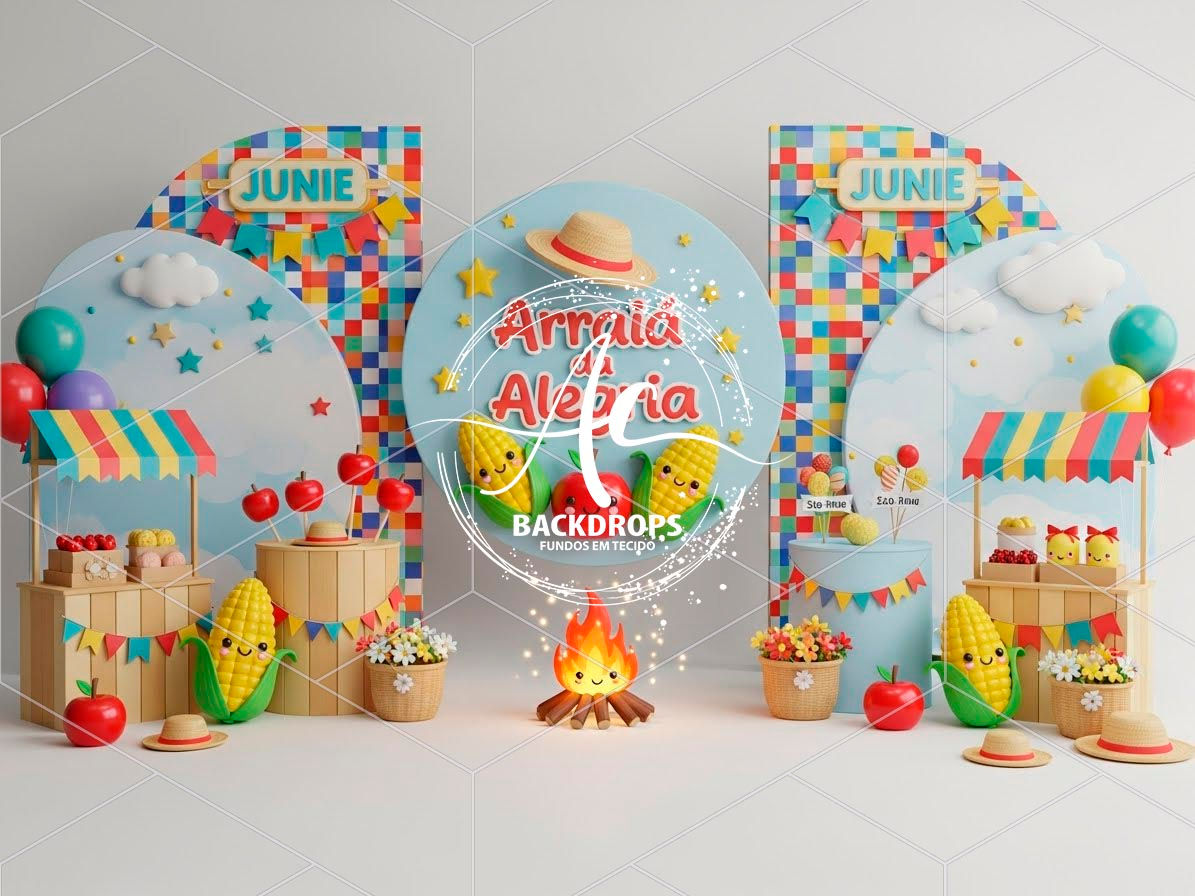 Fundo Fotográfico em Tecido - Festa Junina, 3D - Aline Castro