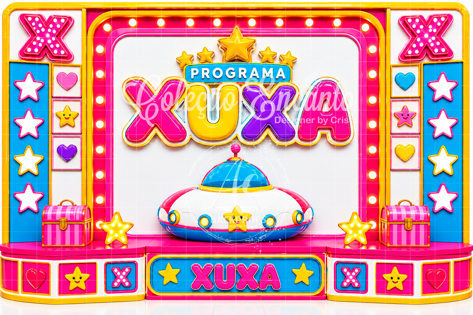 Fundo Fotográfico em Tecido - Programa da Xuxa - Coleção Encanto 3D