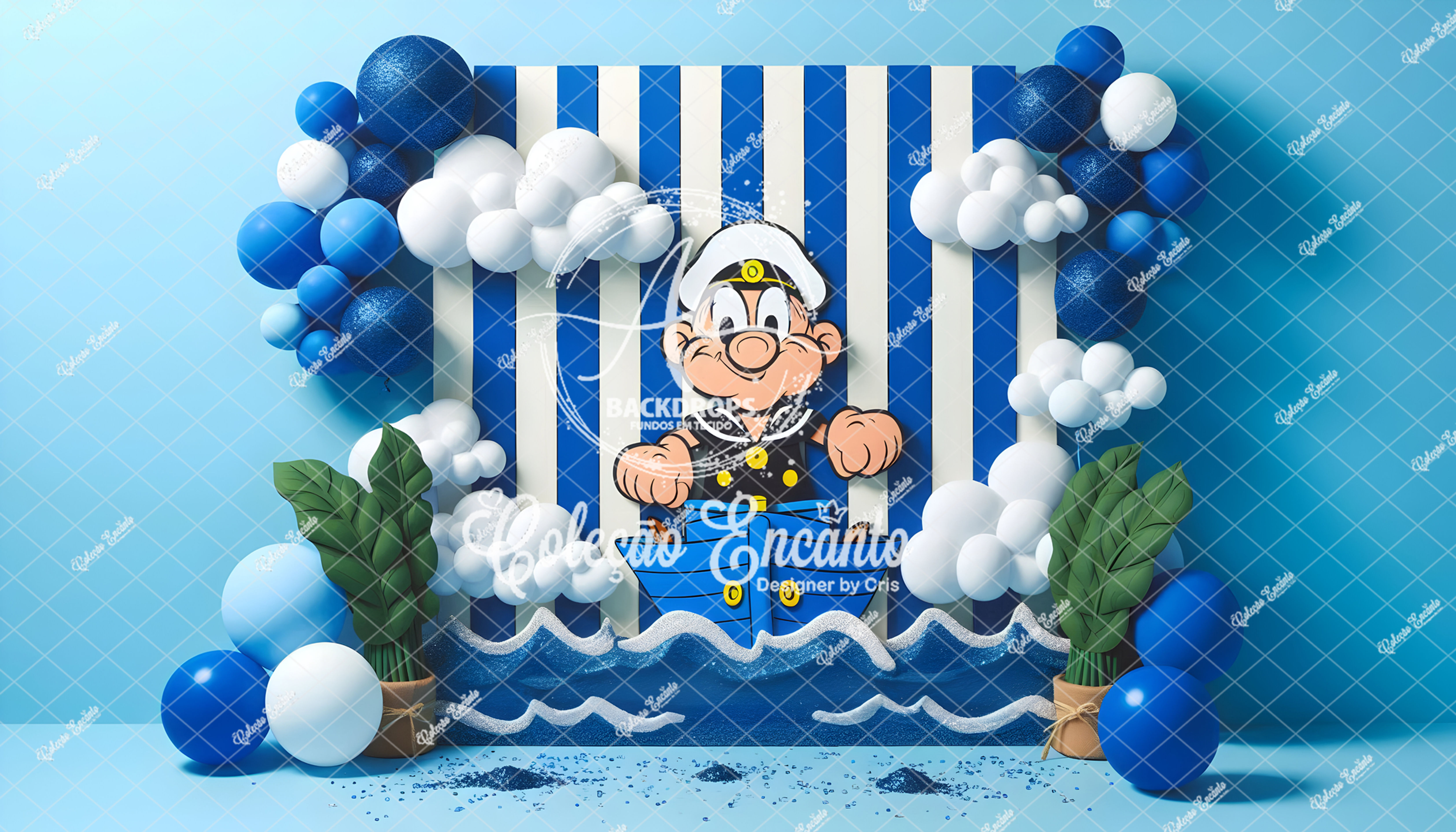 Fundo Fotográfico em Tecido -  Popeye - Coleção Encanto