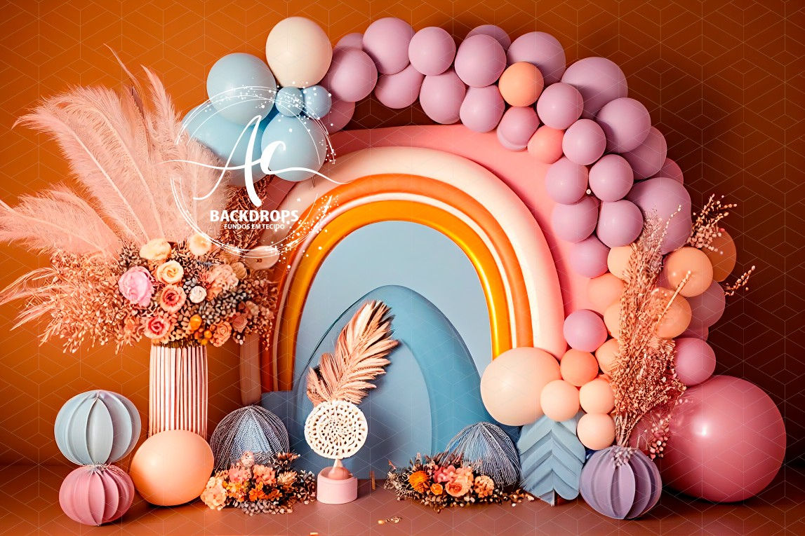 Fundo Fotográfico em Tecido - Boho/Rainbow
