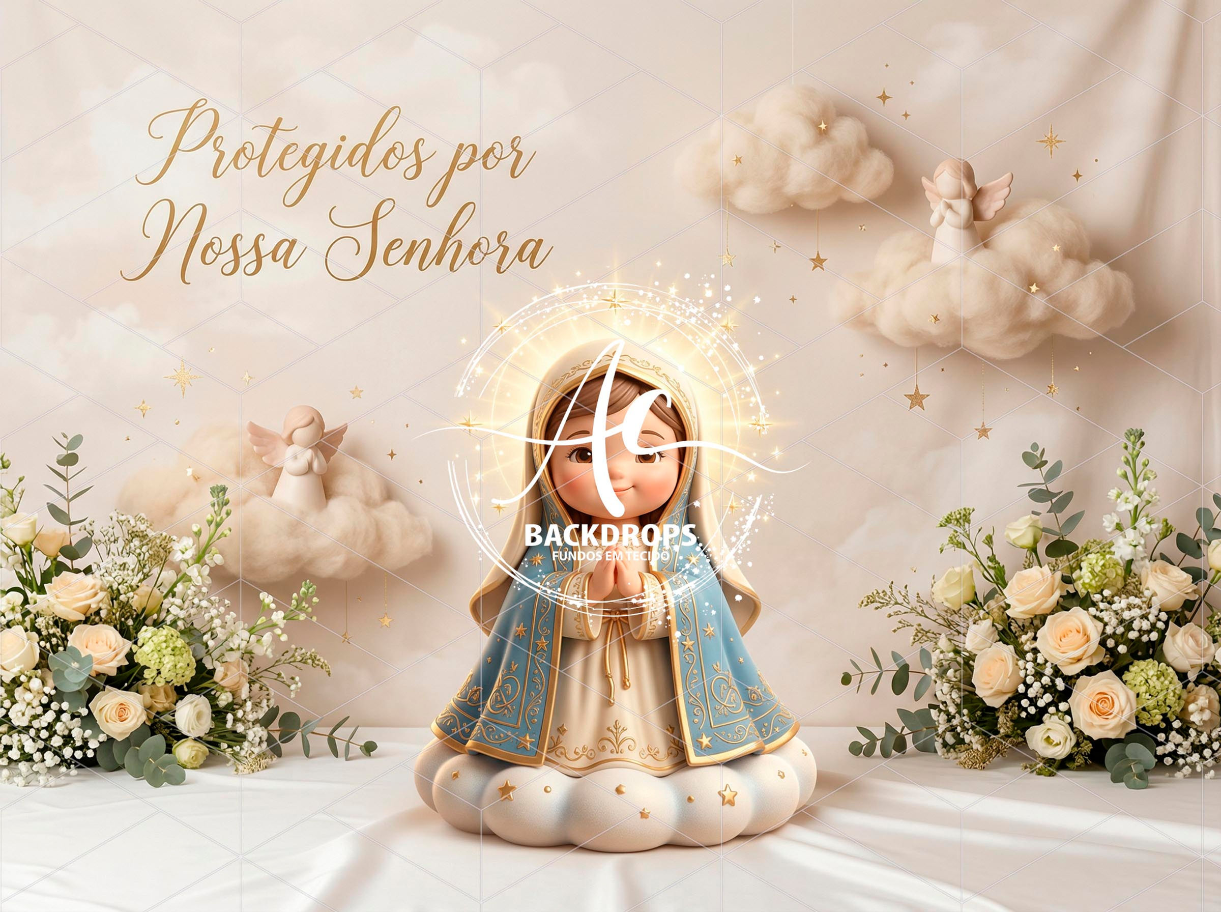 Fundo Fotográfico em Tecido - Nossa Senhora Aparecida - Aline Castro 3D
