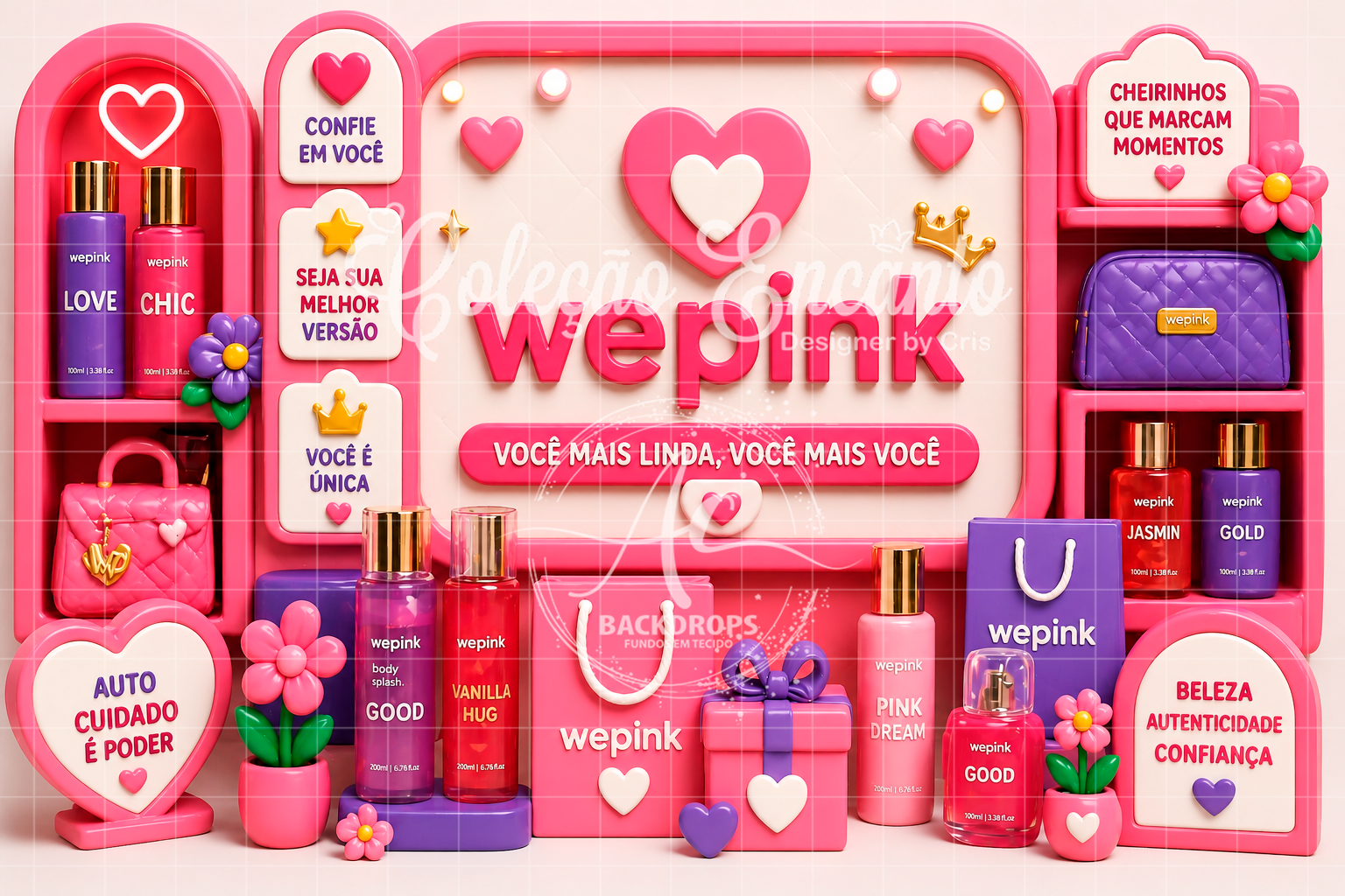 Fundo Fotográfico em Tecido - WePink - Coleção Encanto 3D