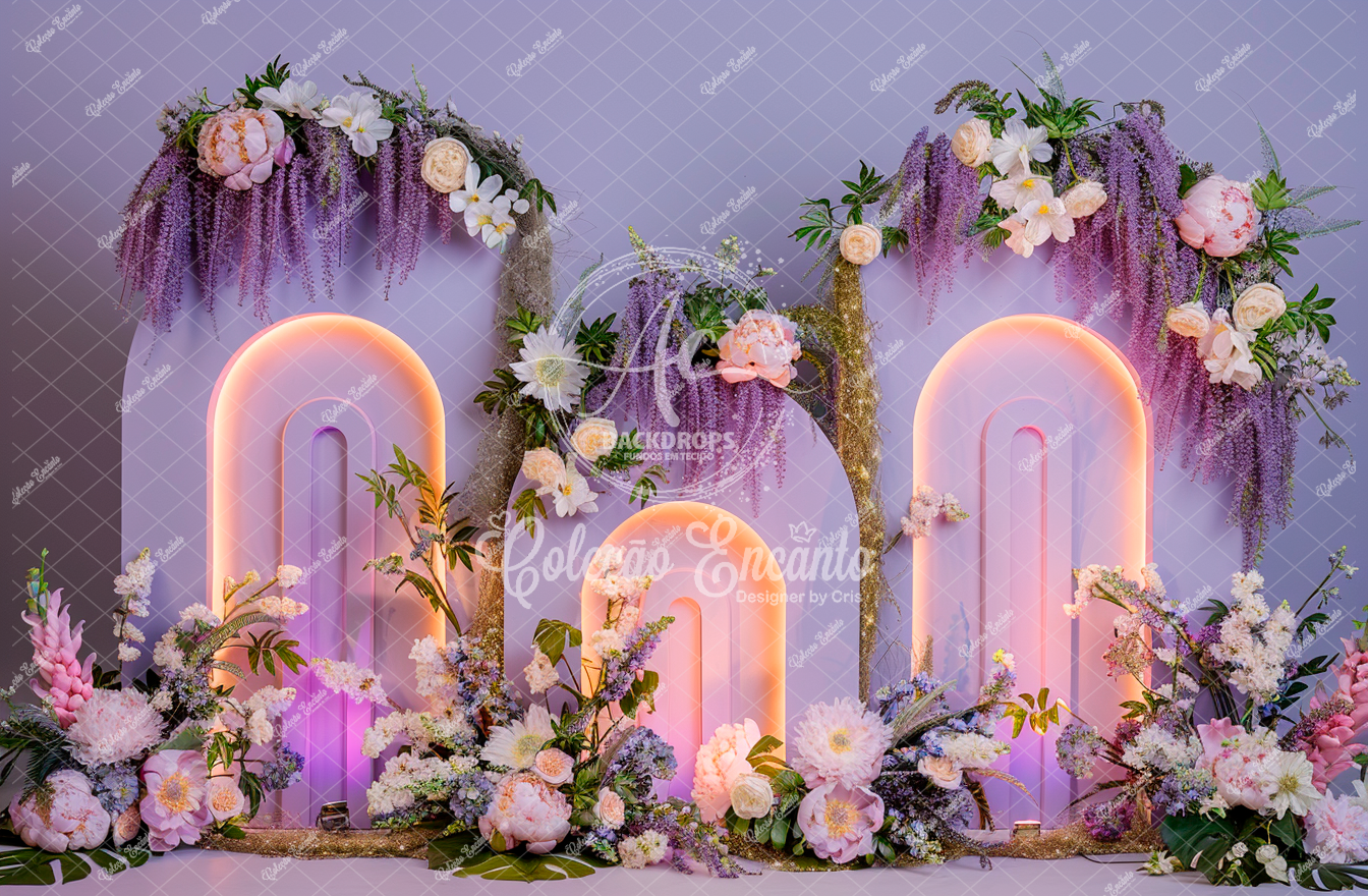 Fundo Fotográfico em Tecido -  Arco Floral  - Coleção Encanto 3D