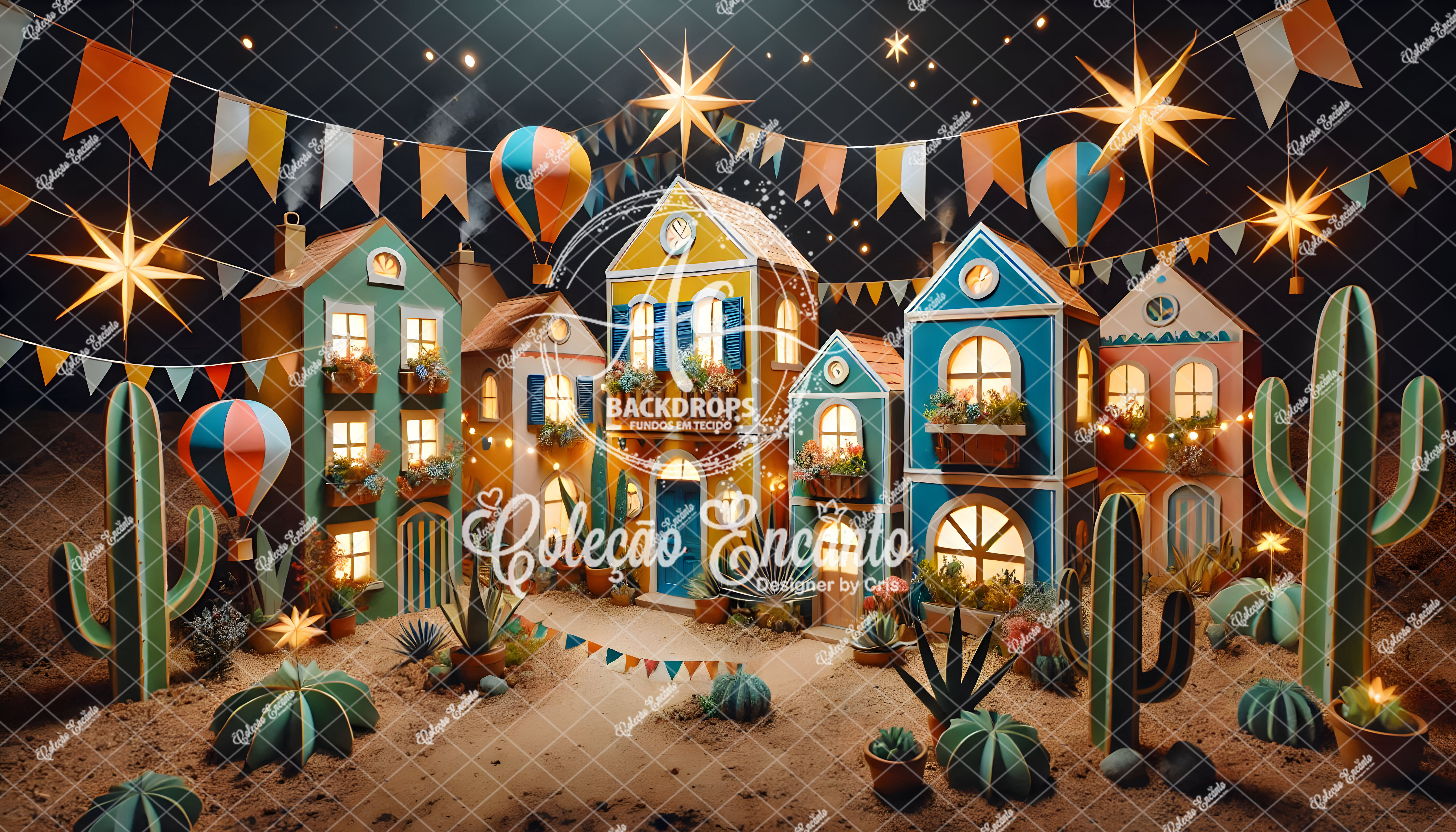 Fundo Fotográfico em Tecido - Festa Junina - Encanto 3D