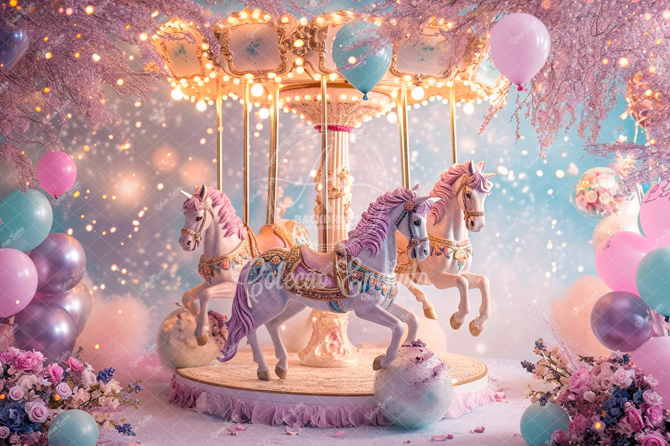 Fundo Fotográfico em Tecido - Carrossel - Coleção Encanto