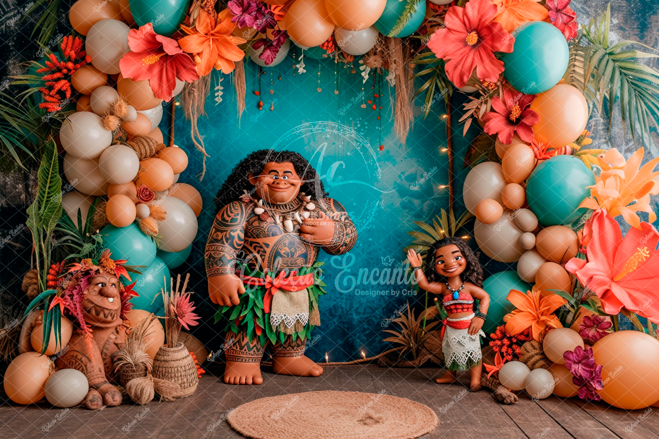 Fundo Fotográfico em Tecido - Moana/Havai - Encanto 3D