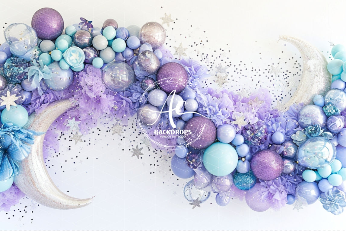 Fundo Fotográfico em Tecido - Balão + Gliter's 3D