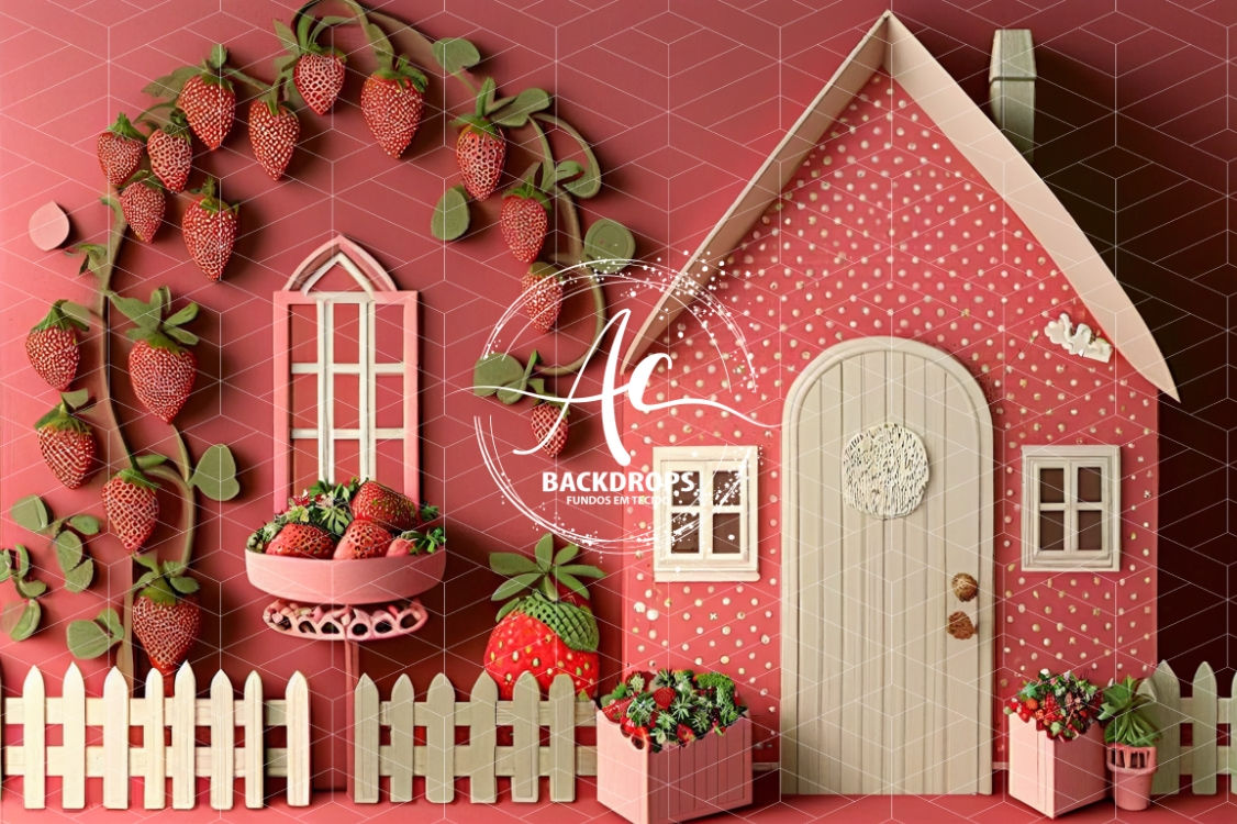 Fundo Fotográfico em Tecido - Morango - 3D