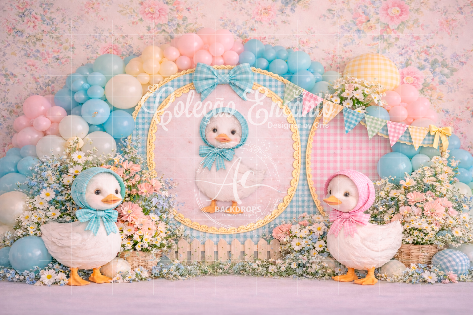 Fundo Fotográfico em Tecido - Patos - Coleção Encanto 3D