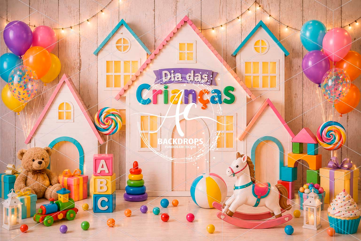 Fundo Fotográfico em Tecido - Dia das crianças - Aline Castro 3D