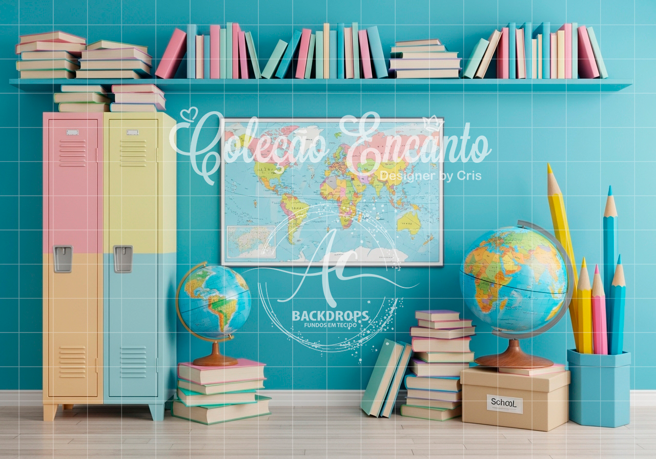 Fundo Fotográfico em Tecido - Volta as Aulas - Encanto 3D