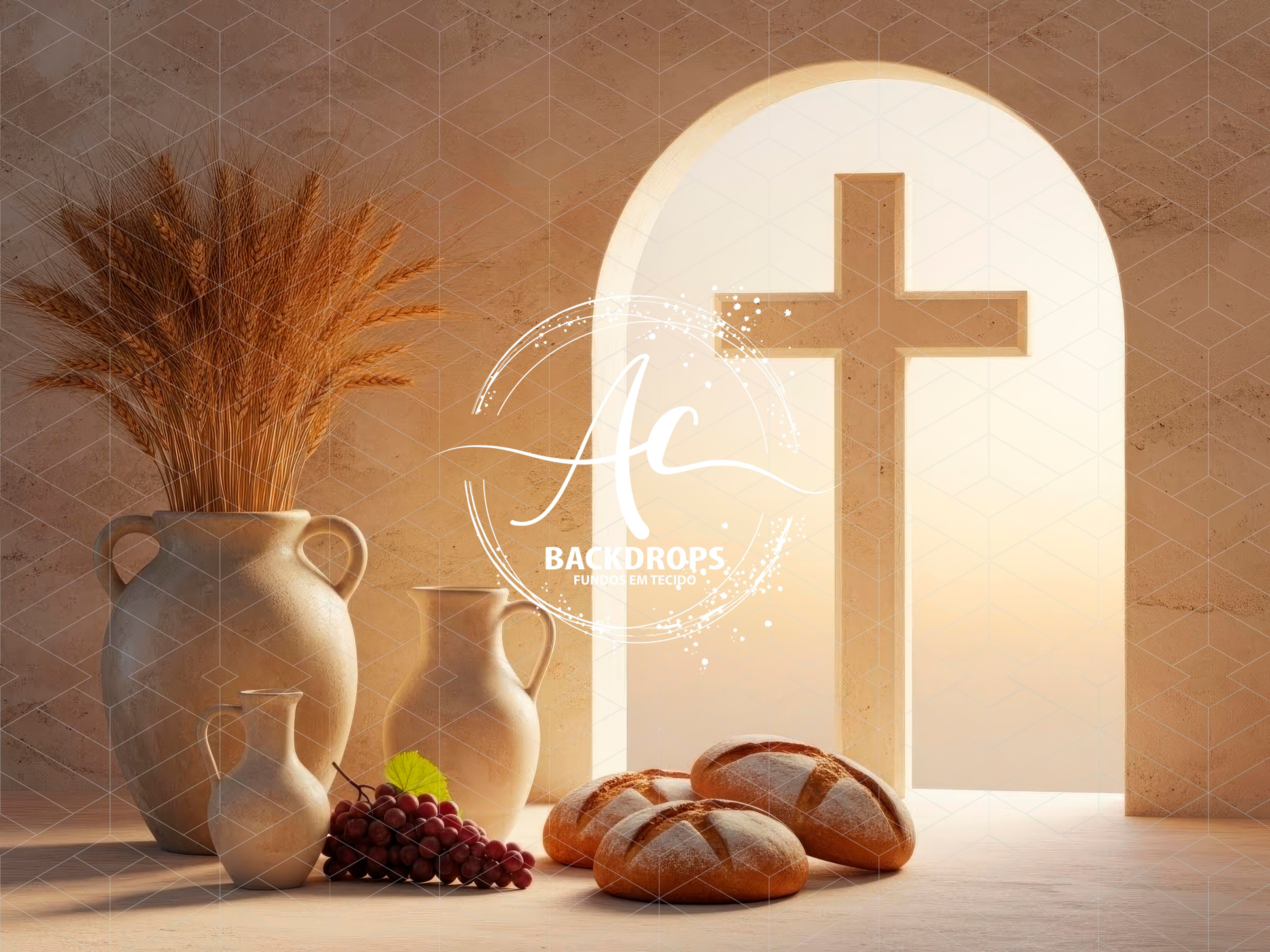 Fundo Fotográfico em Tecido - Pascoa cristã -  PASCOA 3D