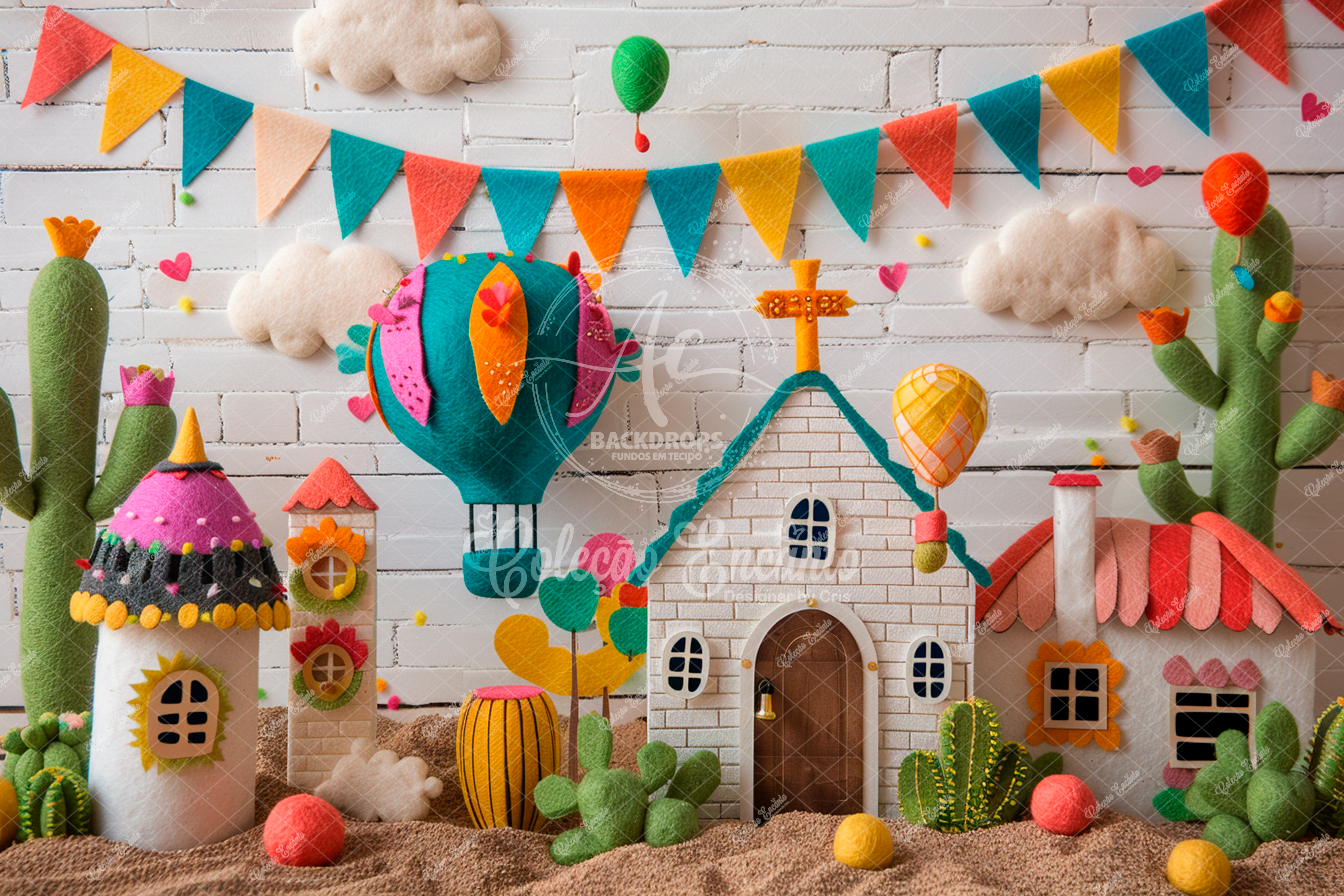 Fundo Fotográfico em Tecido - Festa Junina - Encanto 3D