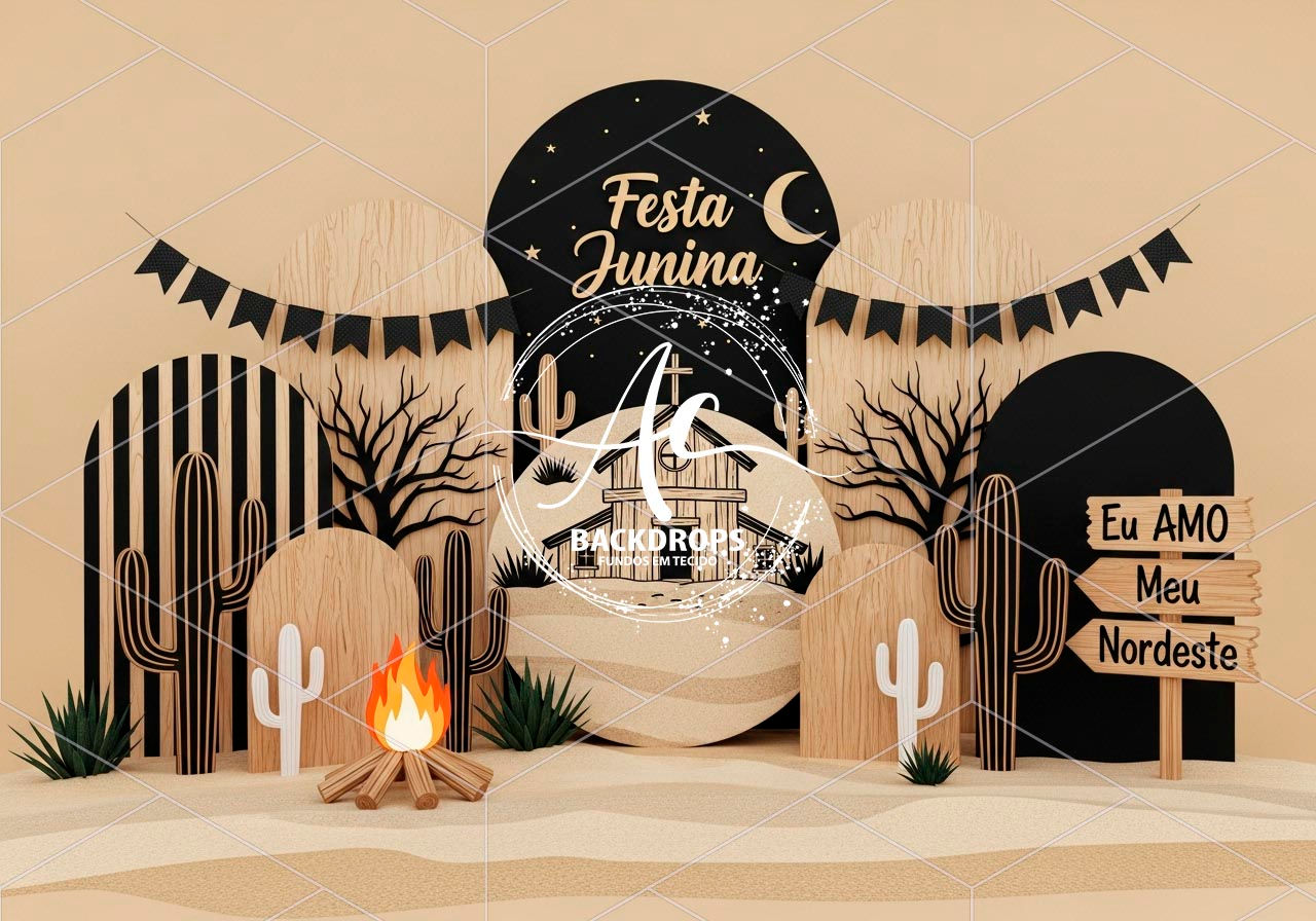 Fundo Fotográfico em Tecido - Festa Junina, 3D - Aline Castro