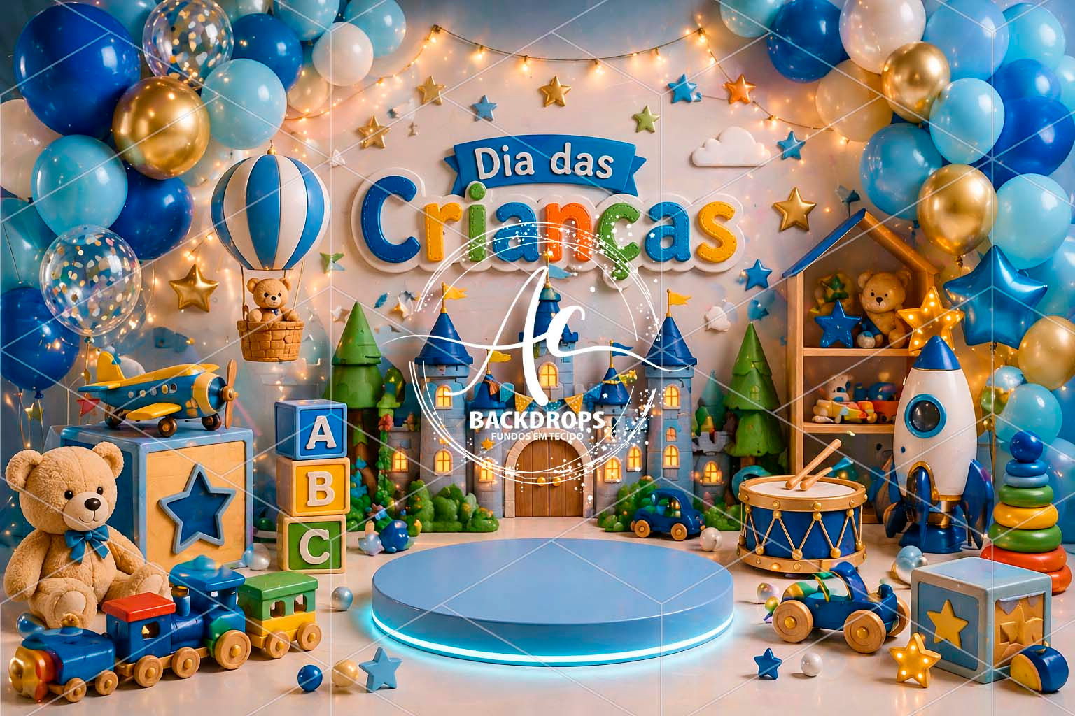 Fundo Fotográfico em Tecido - Dia das crianças - Aline Castro 3D