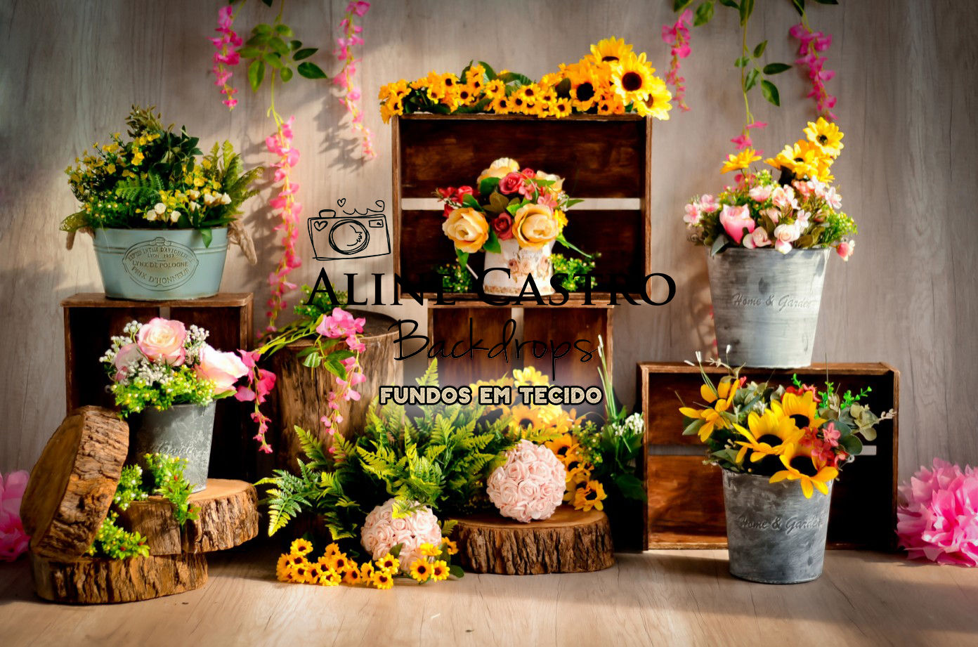 Fundo Fotográfico em Tecido - Flores - Vanessa Siqueira