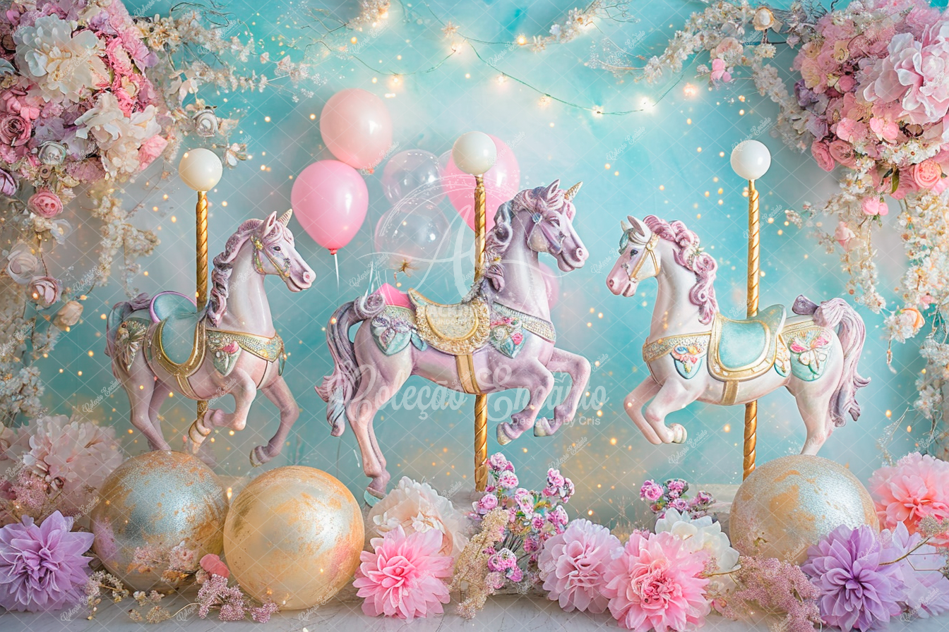 Fundo Fotográfico em Tecido - Carrossel - Coleção Encanto