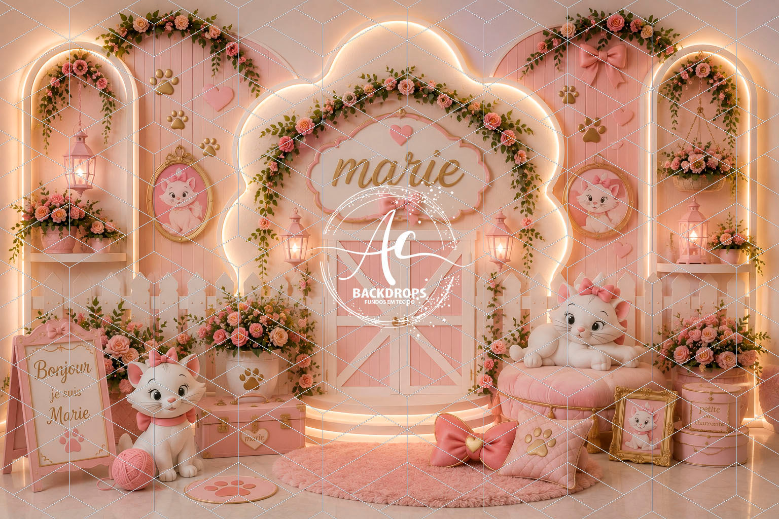 Fundo Fotográfico em Tecido - Gatinha Marie - Aline Castro 3D