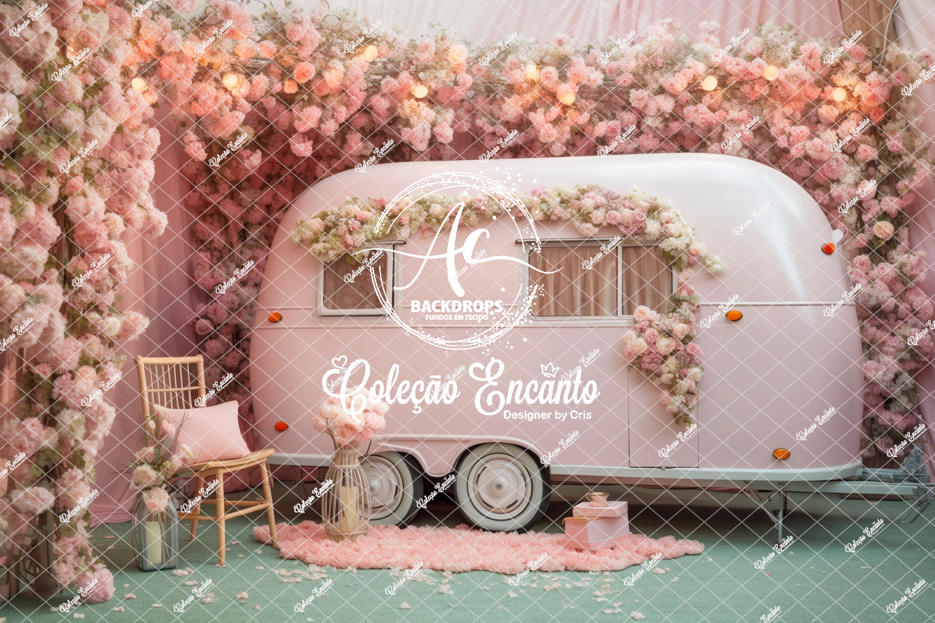Fundo Fotográfico em Tecido - Trailer Floral - Encanto 3D
