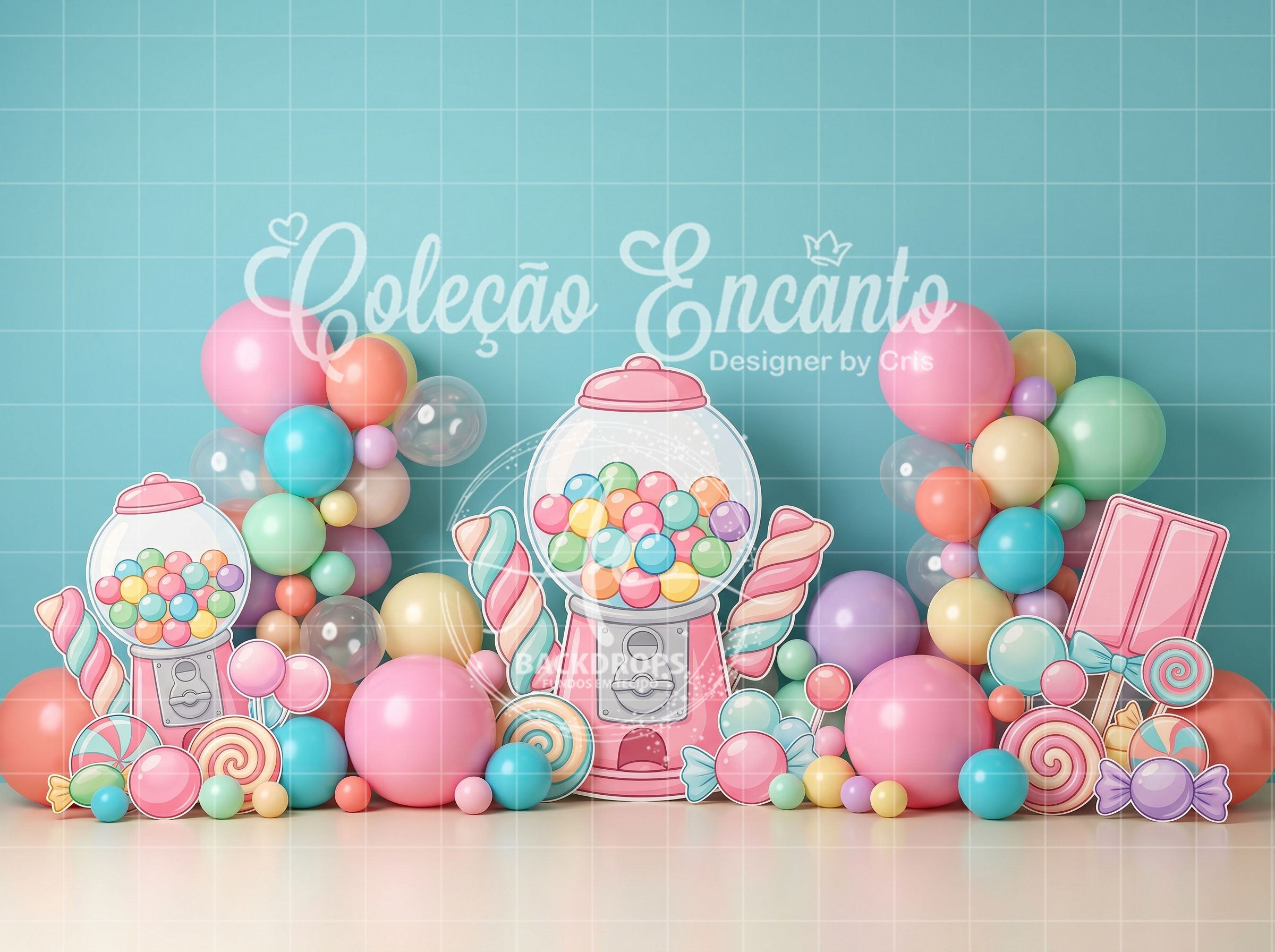 Fundo Fotográfico em Tecido - Doces - Coleção Encanto 3D