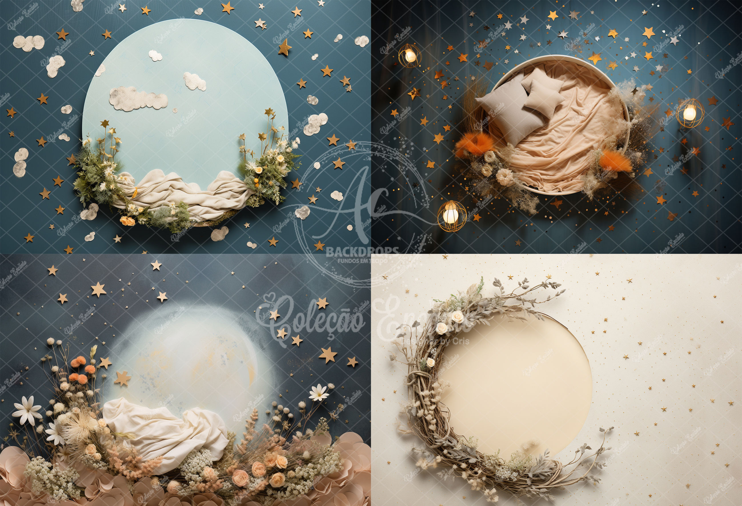 Fundo Fotográfico em Tecido - 4 em 1 Newborn - Coleção Encanto