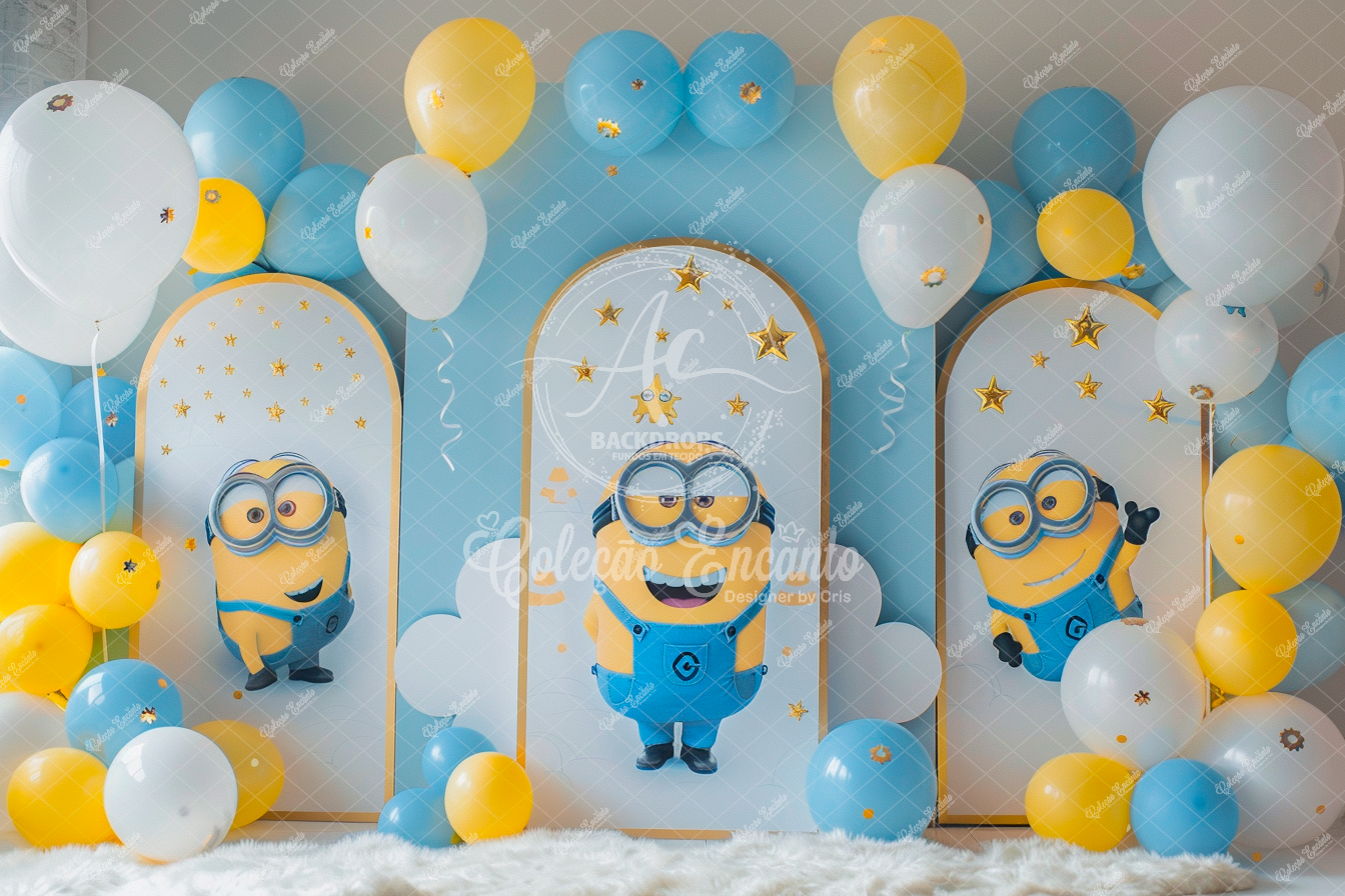 Fundo Fotográfico em Tecido - Minnions - By Cris Encanto 3D
