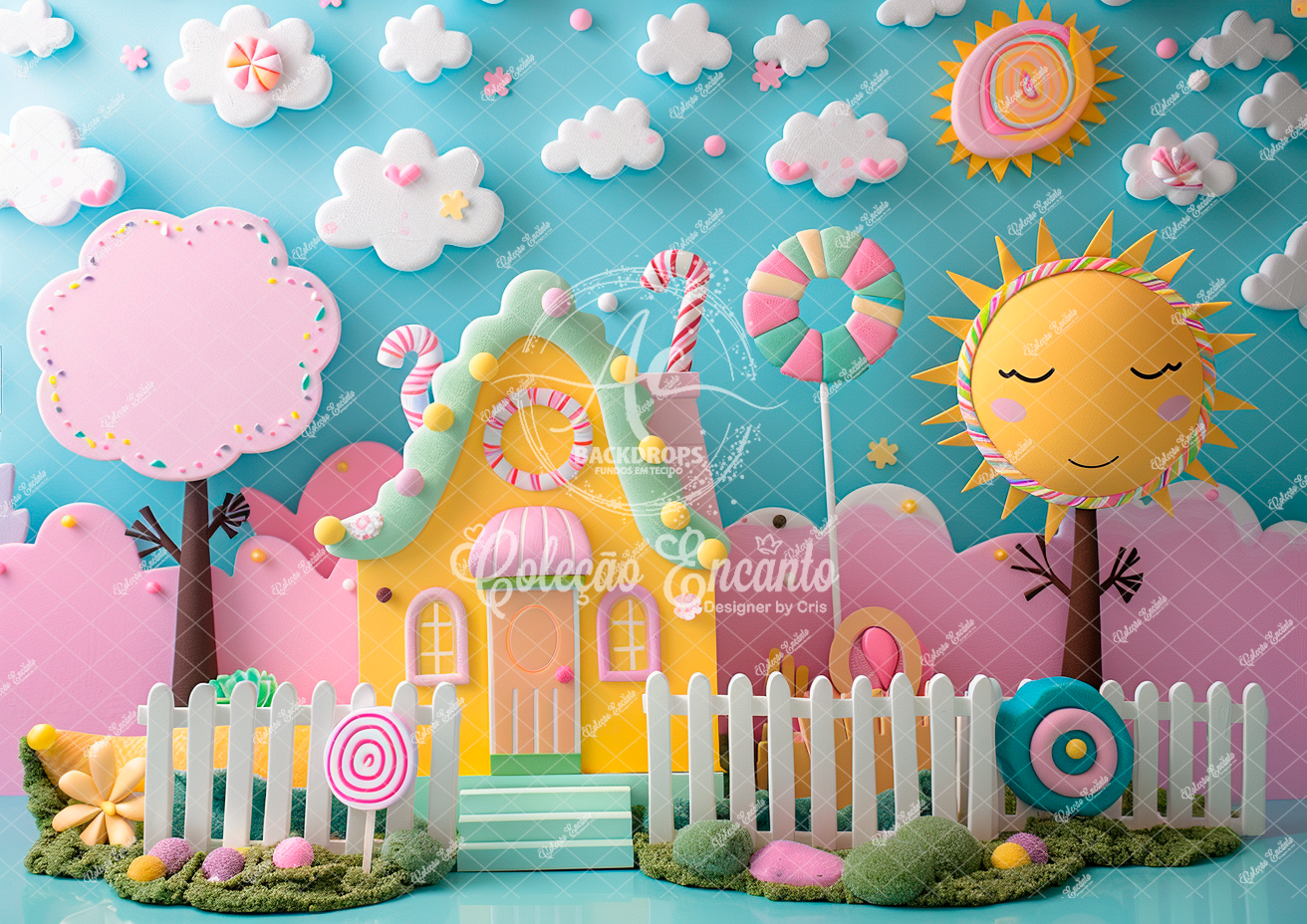 Fundo Fotográfico em Tecido - Dia das crianças - encanto - 3D