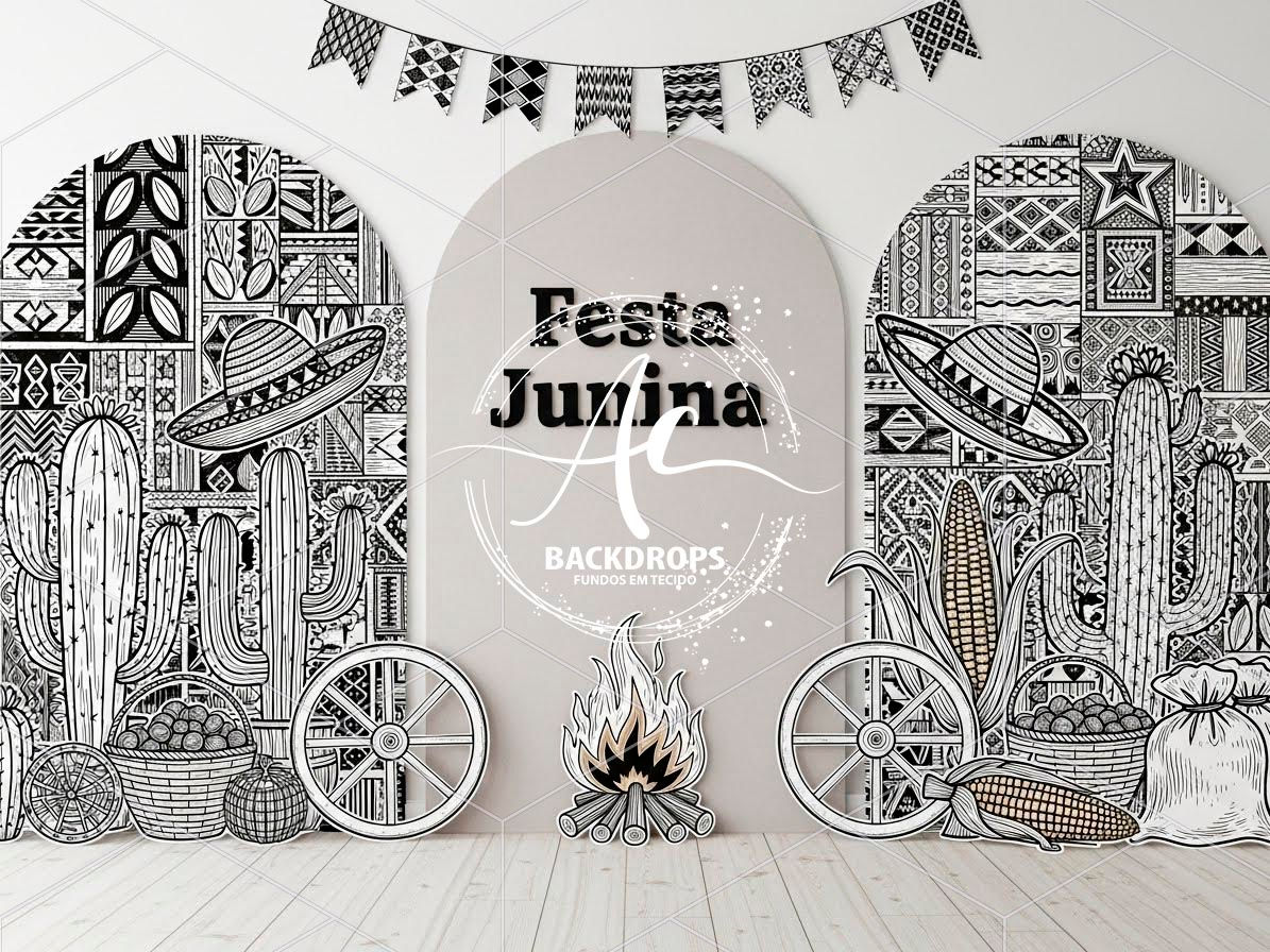 Fundo Fotográfico em Tecido - Festa Junina, 3D - Aline Castro