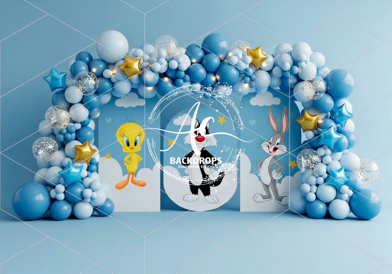 Fundo Fotográfico em Tecido - LOONEY TUNES - Aline castro