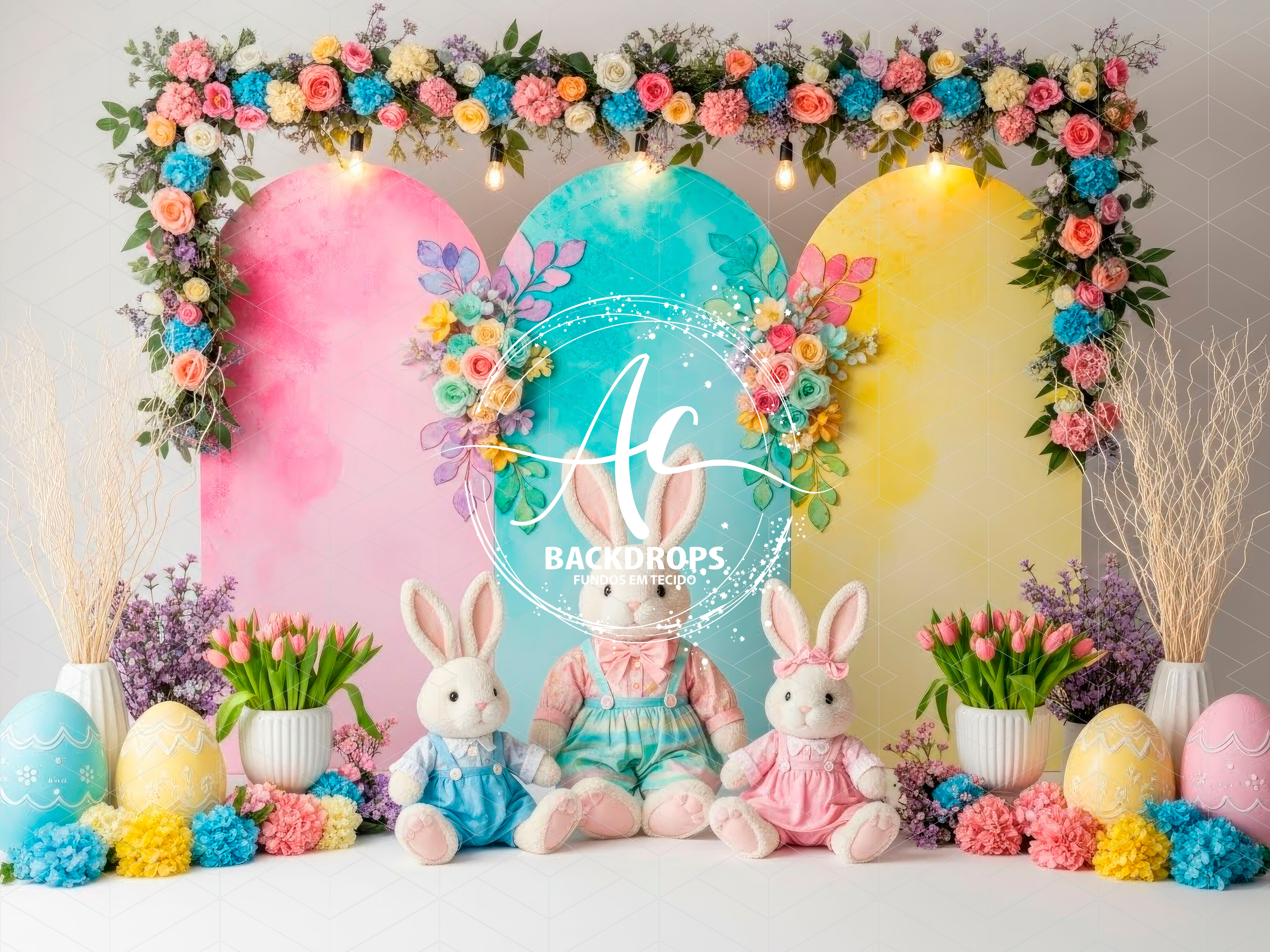 Fundo Fotográfico em Tecido - PASCOA 3D