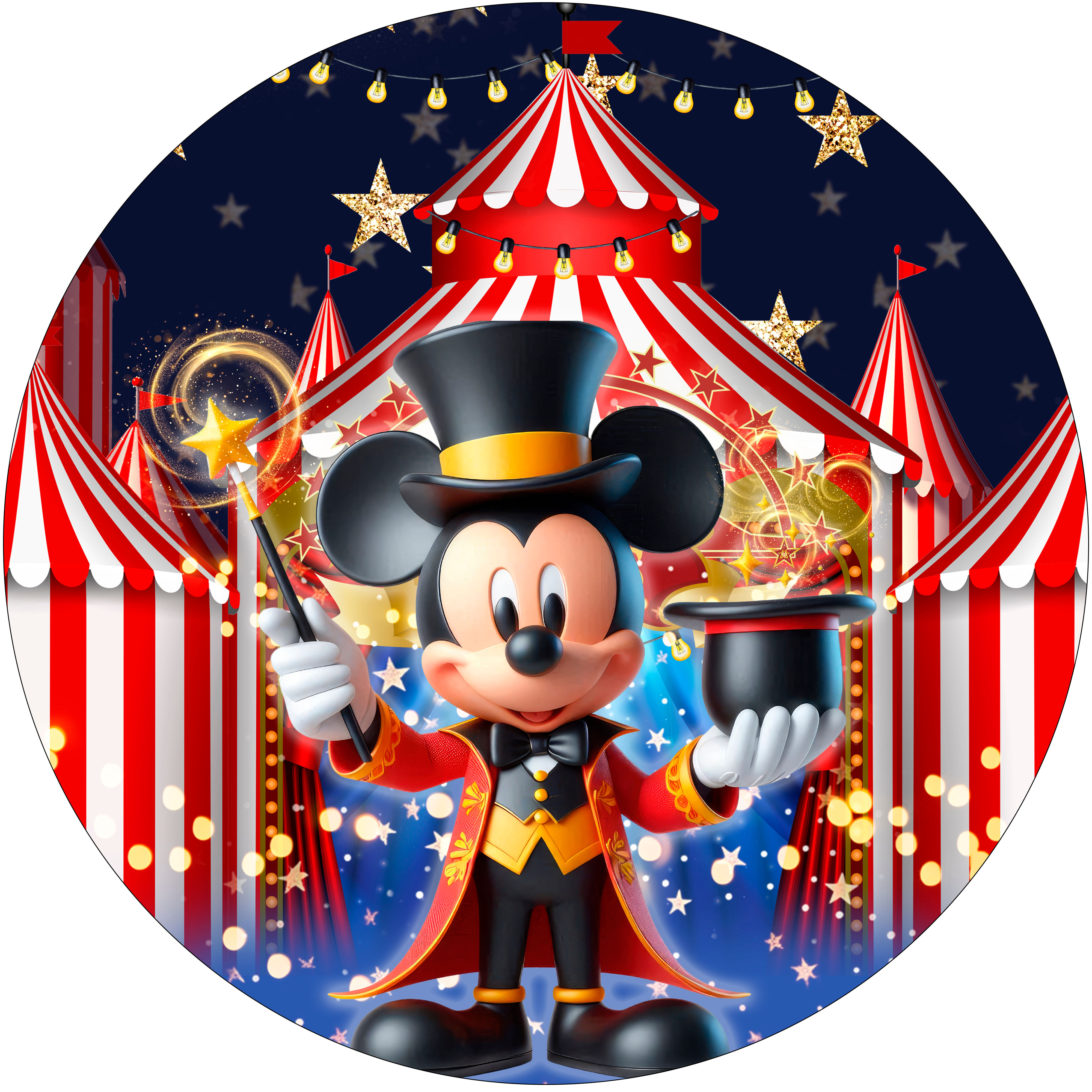 Painel Fotográfico de Festa Redondo Tema - Mickey Mágico