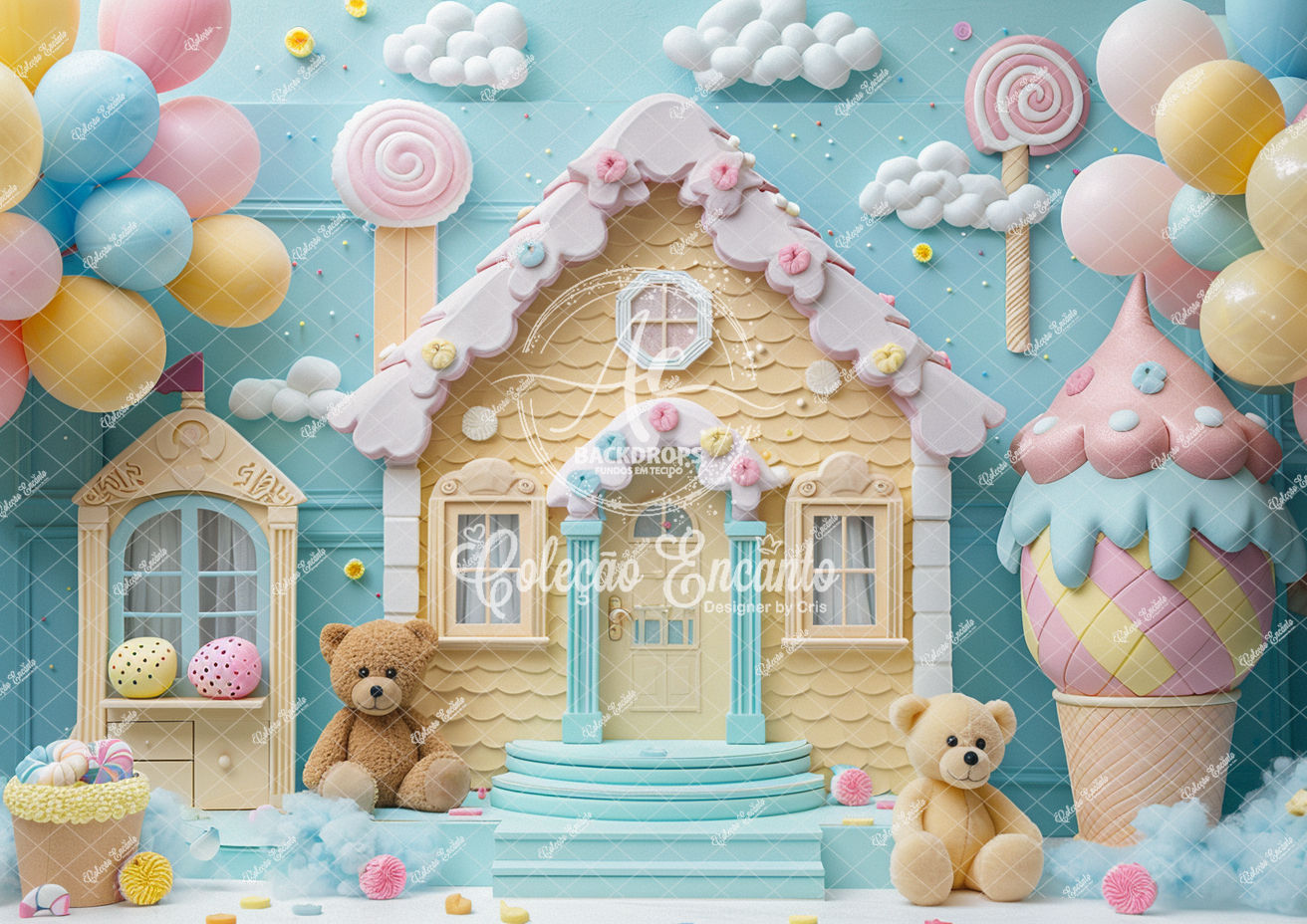 Fundo Fotográfico em Tecido - Casa Doce - Encanto 3D