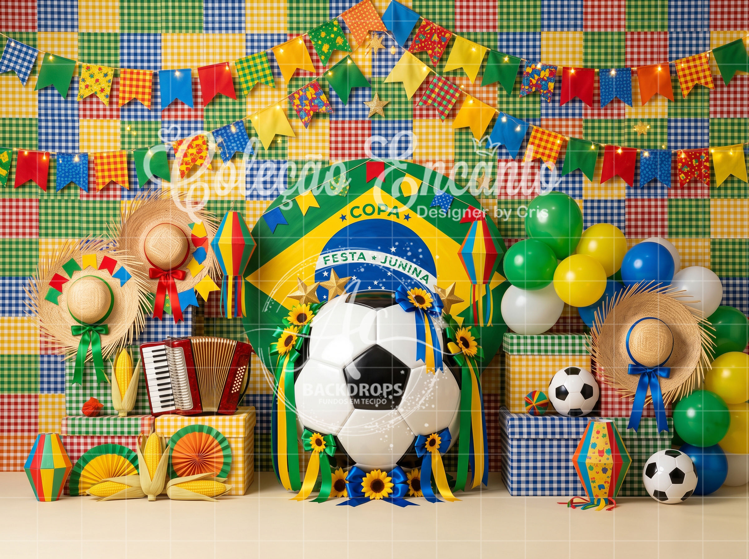 Fundo Fotográfico em Tecido - Copa Junina - Coleção Encanto 3D