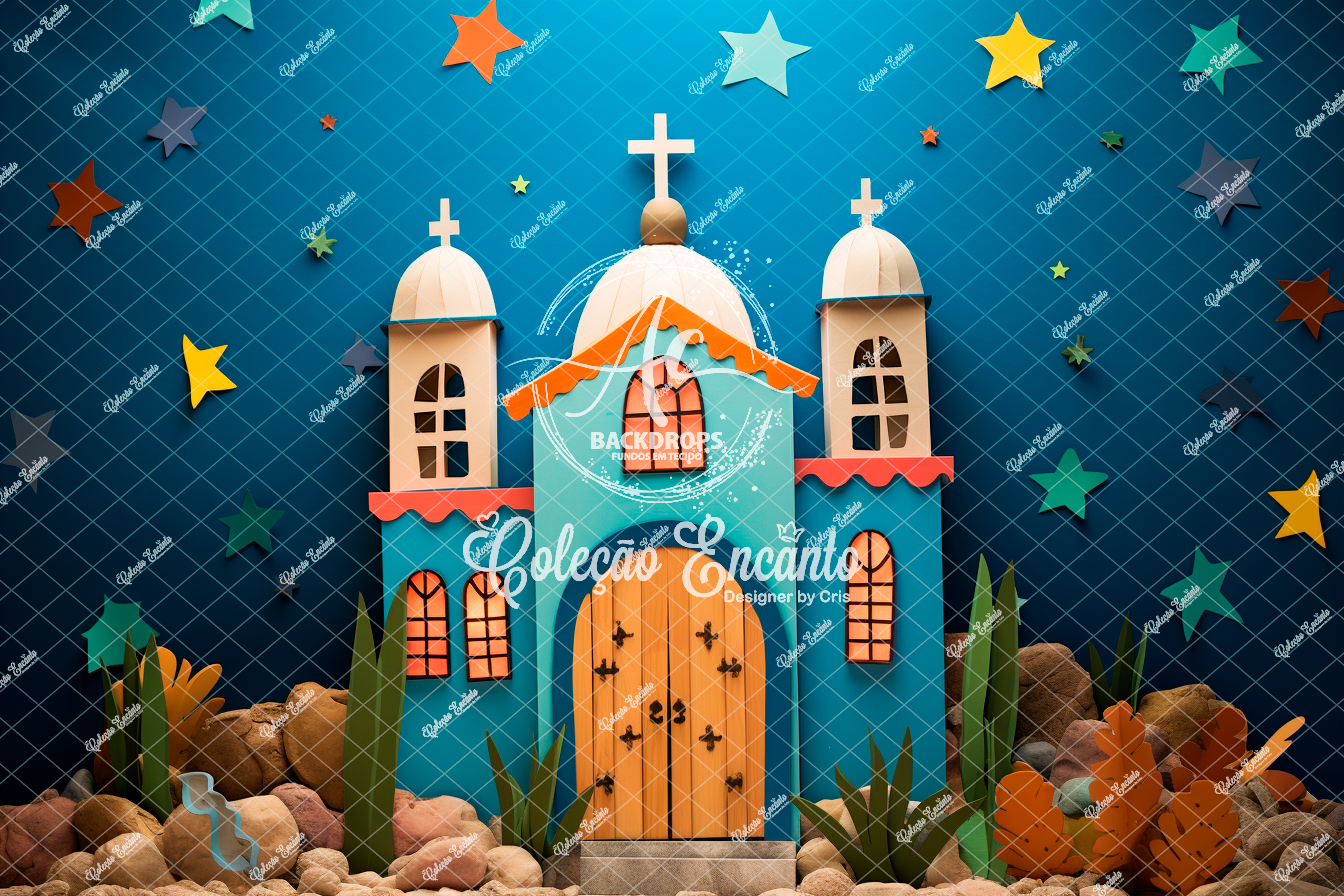 Fundo Fotográfico em Tecido - Festa Junina - Encanto 3D