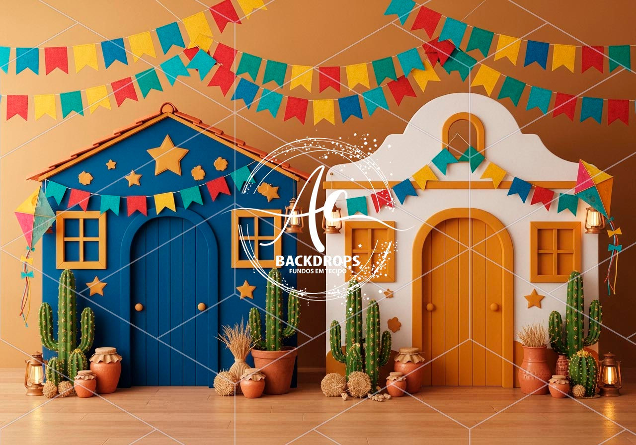 Fundo Fotográfico em Tecido - Festa Junina, 3D - Aline Castro