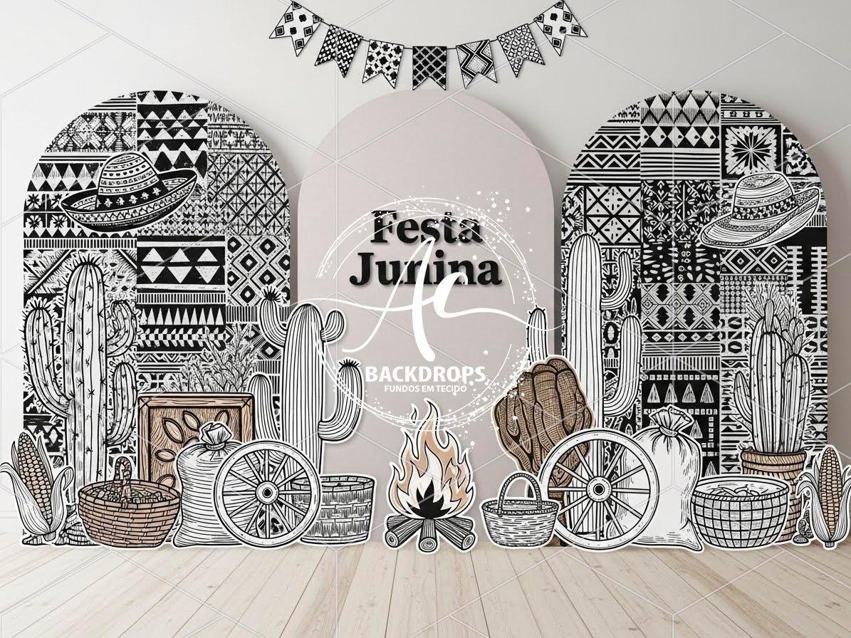 Fundo Fotográfico em Tecido - Festa Junina, 3D - Aline Castro