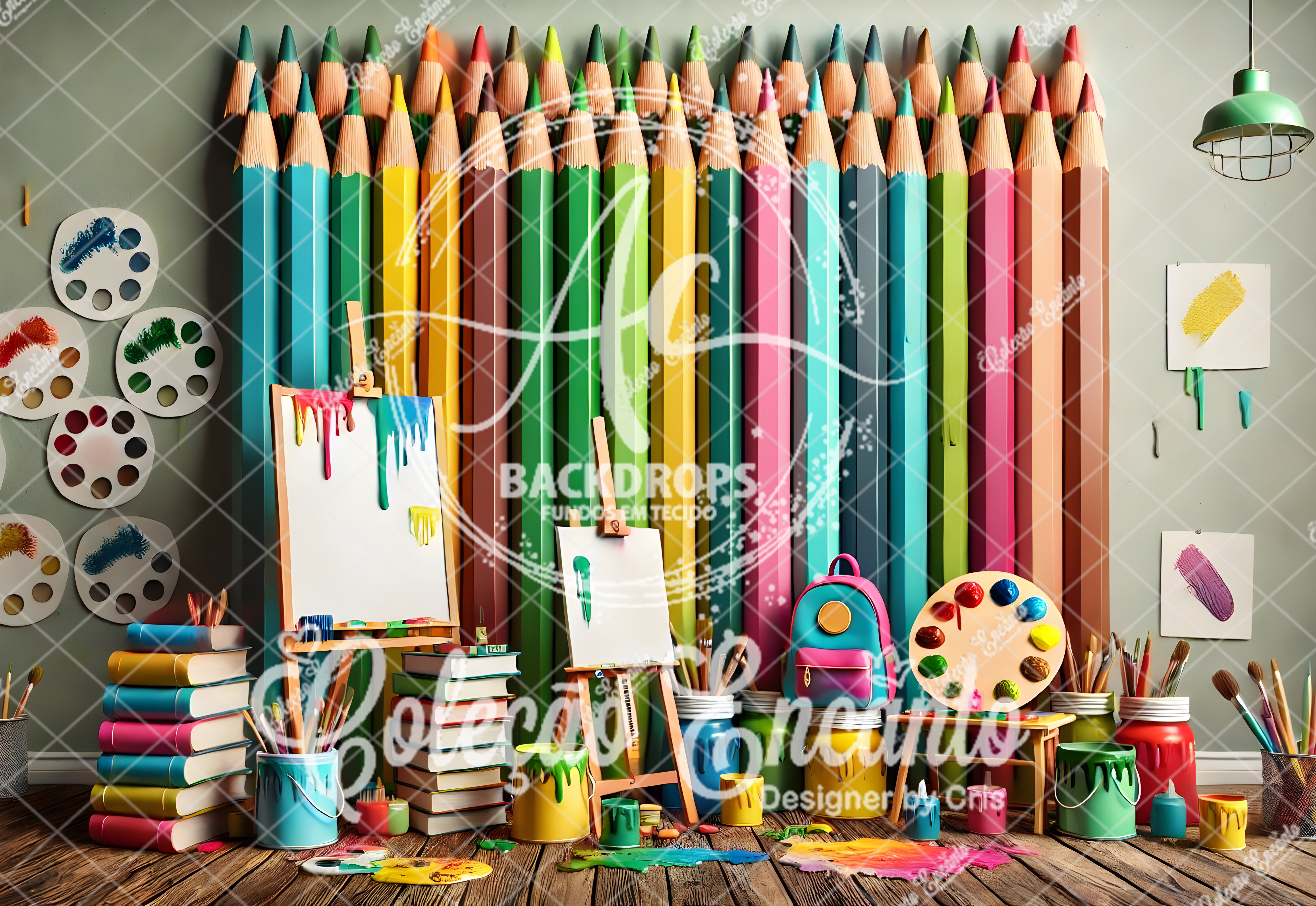 Fundo Fotográfico em Tecido - Volta as Aulas - Encanto 3D