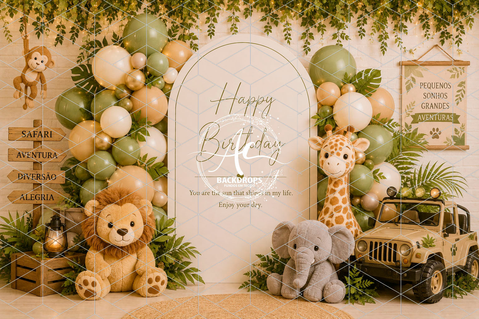 Fundo Fotográfico em Tecido - Smash The Cake, Happy Birthday - Aline Castro 3D